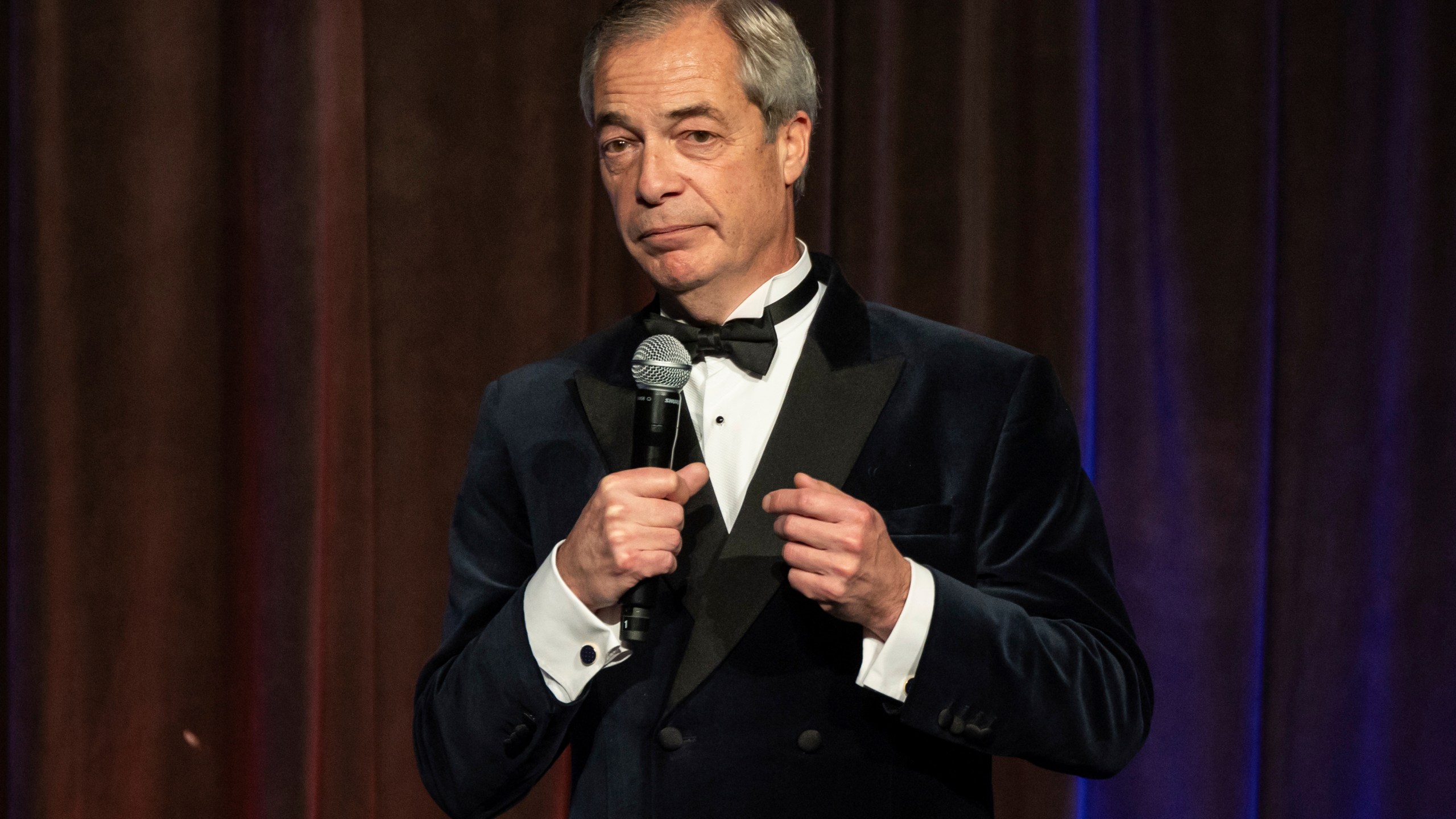 Reform UK leader Nigel Farage speaks during the New York Young Republican Club's annual gala at Cipriani Wall Street, Sunday, Dec. 15, 2024, in New York. (AP Photo/Yuki Iwamura)