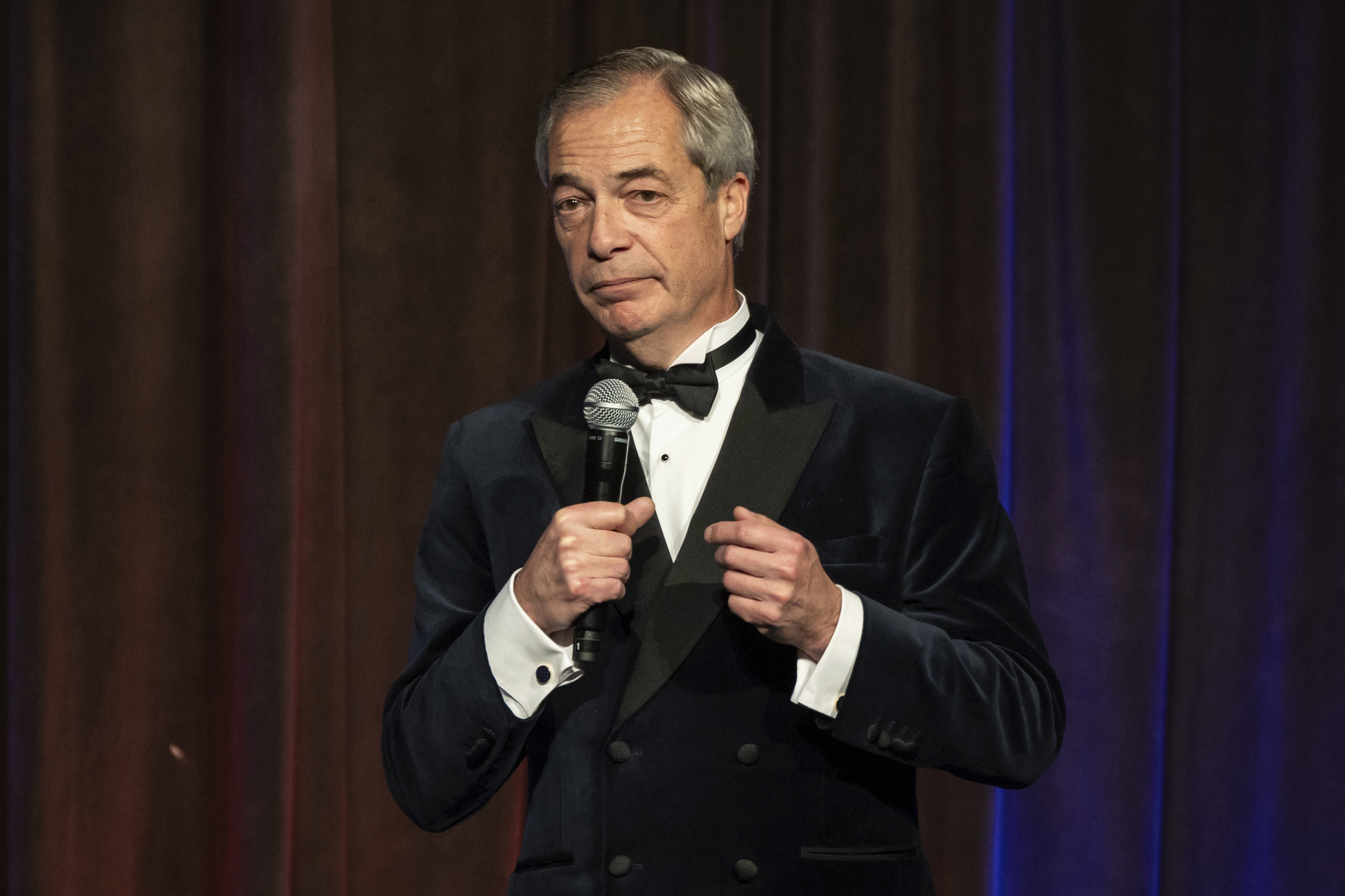 Reform UK leader Nigel Farage speaks during the New York Young Republican Club's annual gala at Cipriani Wall Street, Sunday, Dec. 15, 2024, in New York. (AP Photo/Yuki Iwamura)