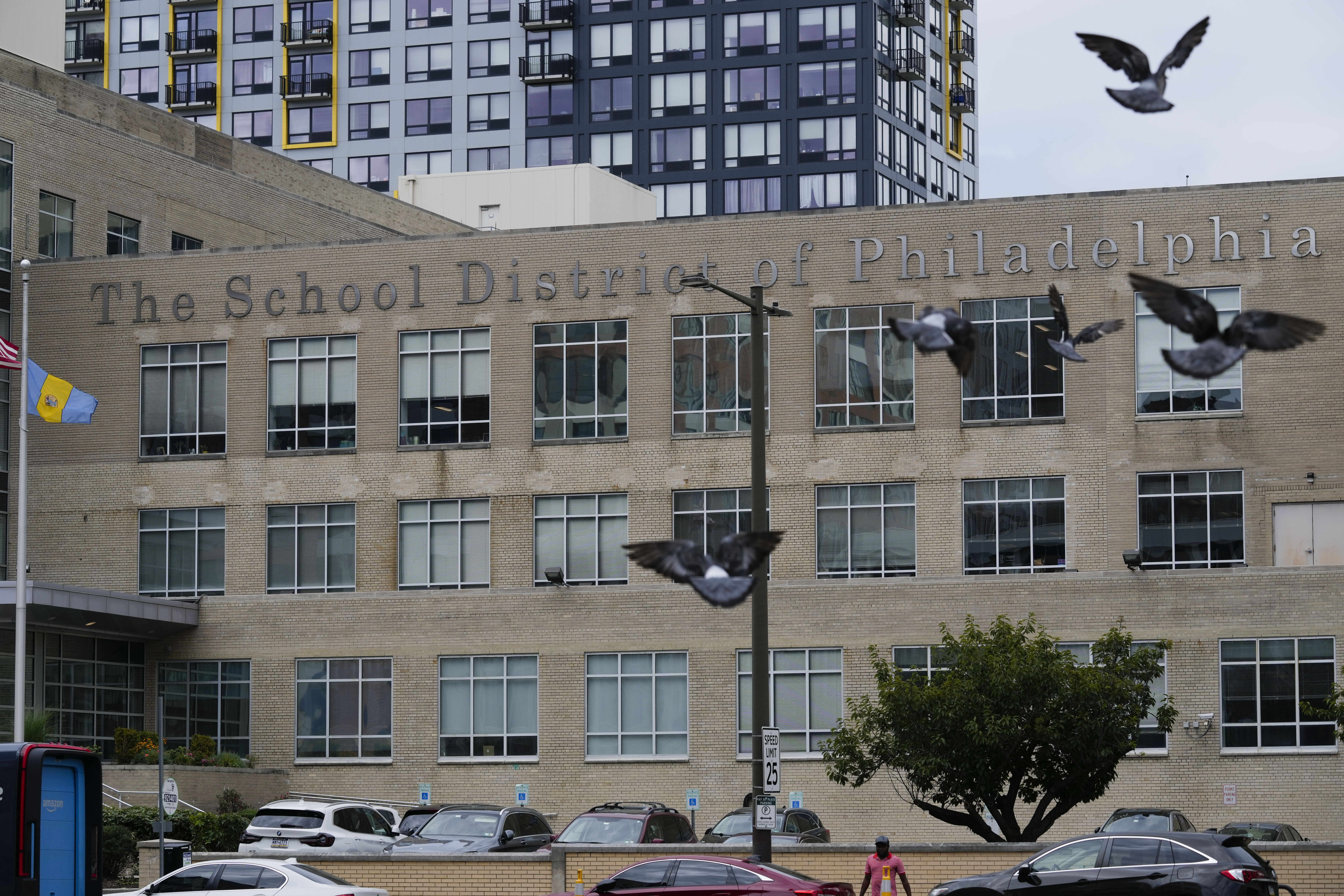 FILE - The School District of Philadelphia headquarters are shown in Philadelphia, Tuesday, July 23, 2024. (AP Photo/Matt Rourke, File)