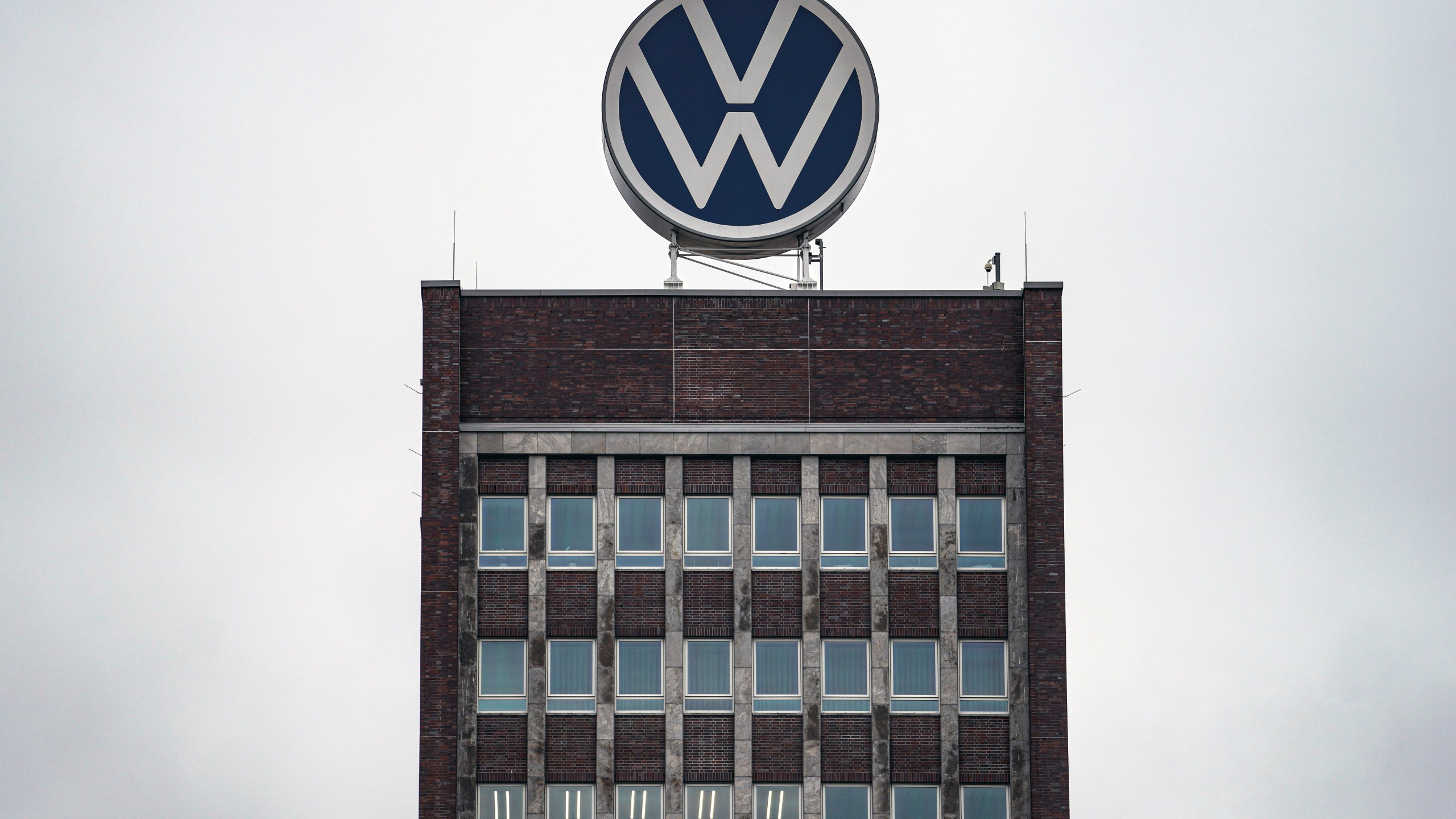 The VW headquarters are pictured, when employees of Germany's largest carmaker Volkswagen went on strike at the main factory in Wolfsburg, Germany, Monday, Dec. 9, 2024. (AP Photo/Martin Meissner)