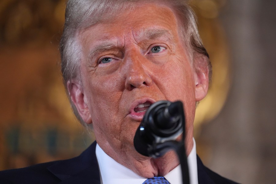 President-elect Donald Trump speaks during a news conference at Mar-a-Lago, Monday, Dec. 16, 2024, in Palm Beach, Fla. (AP Photo/Evan Vucci)