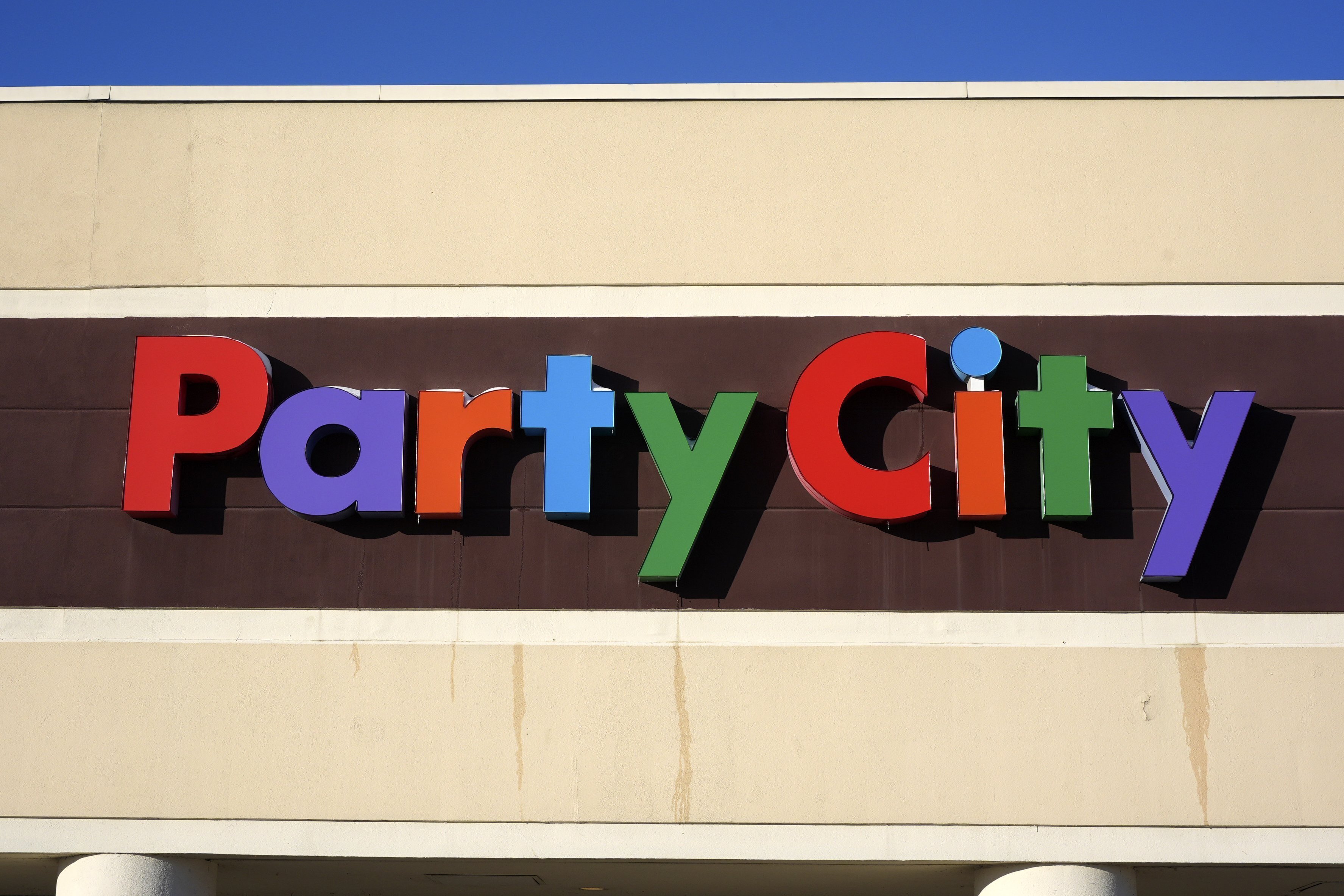 FILE - This is the sign on the front of a Party City store in Orchard Park, NY., on Dec. 22, 2024. (AP Photo/Gene J. Puskar, file)