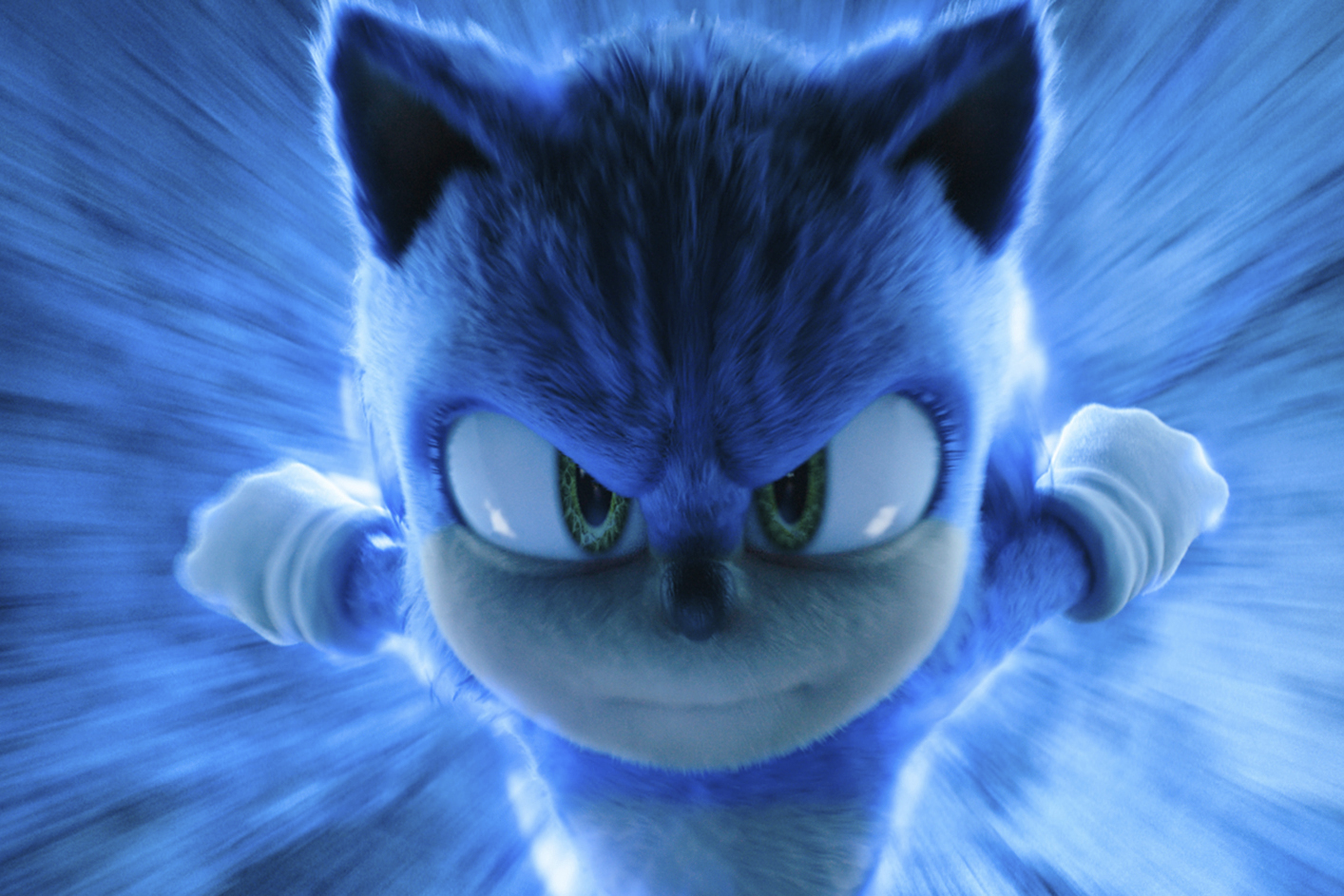 This image released by Paramount Pictures and Sega of America shows the character Sonic, voiced by Ben Schwartz, in a scene from "Sonic the Hedgehog 3." (Paramount Pictures and Sega of America, Inc. via AP)