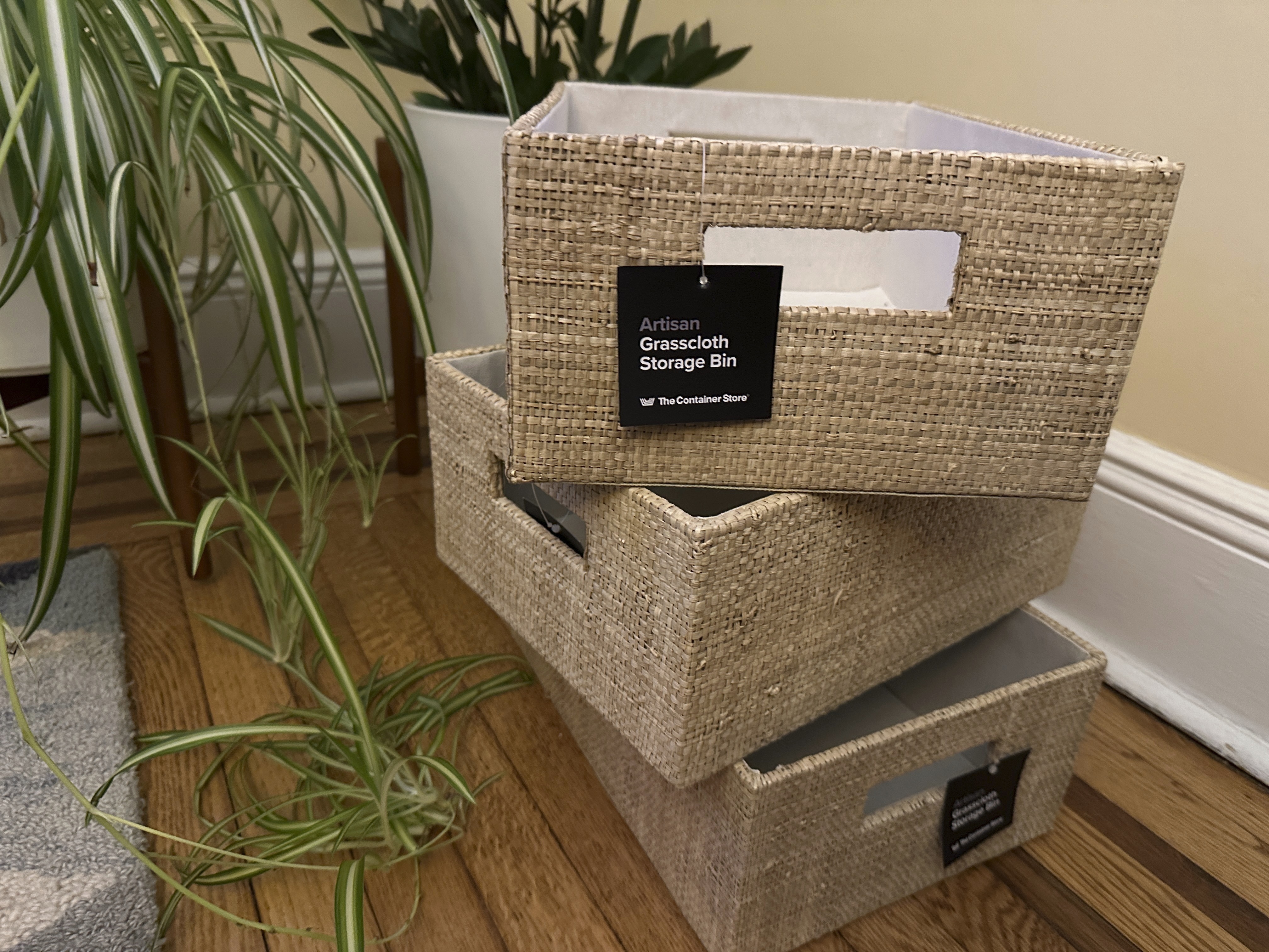 FILE - Storage bins from the Container Store are shown on Dec.13, 2024 in New York. (AP Photo/Cathy Bussewitz, File)