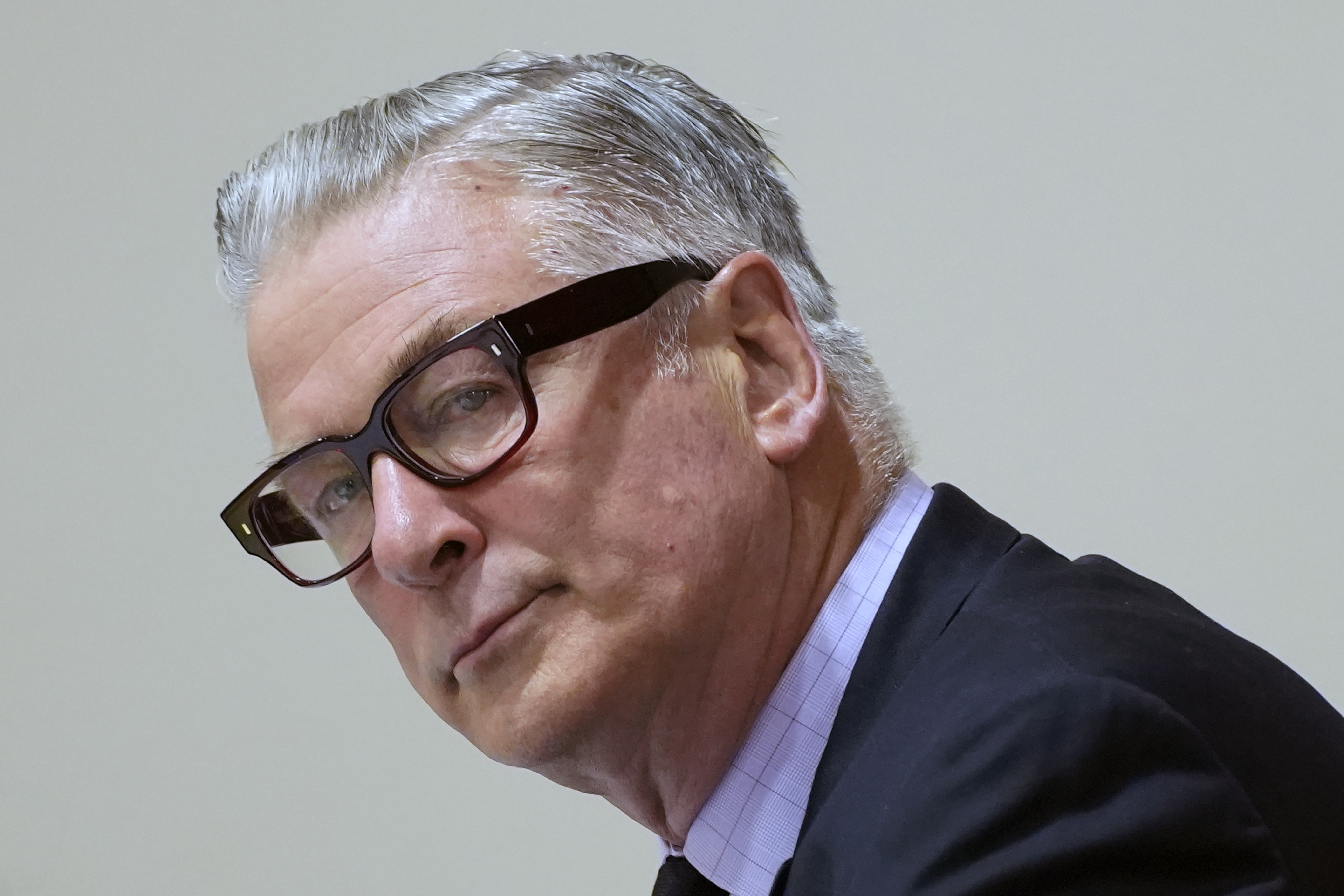 FILE - Actor Alec Baldwin attends his trial for involuntary manslaughter for the 2021 fatal shooting of cinematographer Halyna Hutchins during filming of the Western movie "Rust," July 12, 2024, at Santa Fe County District Court in Santa Fe, N.M. (Ramsay de Give/Pool Photo via AP, File)