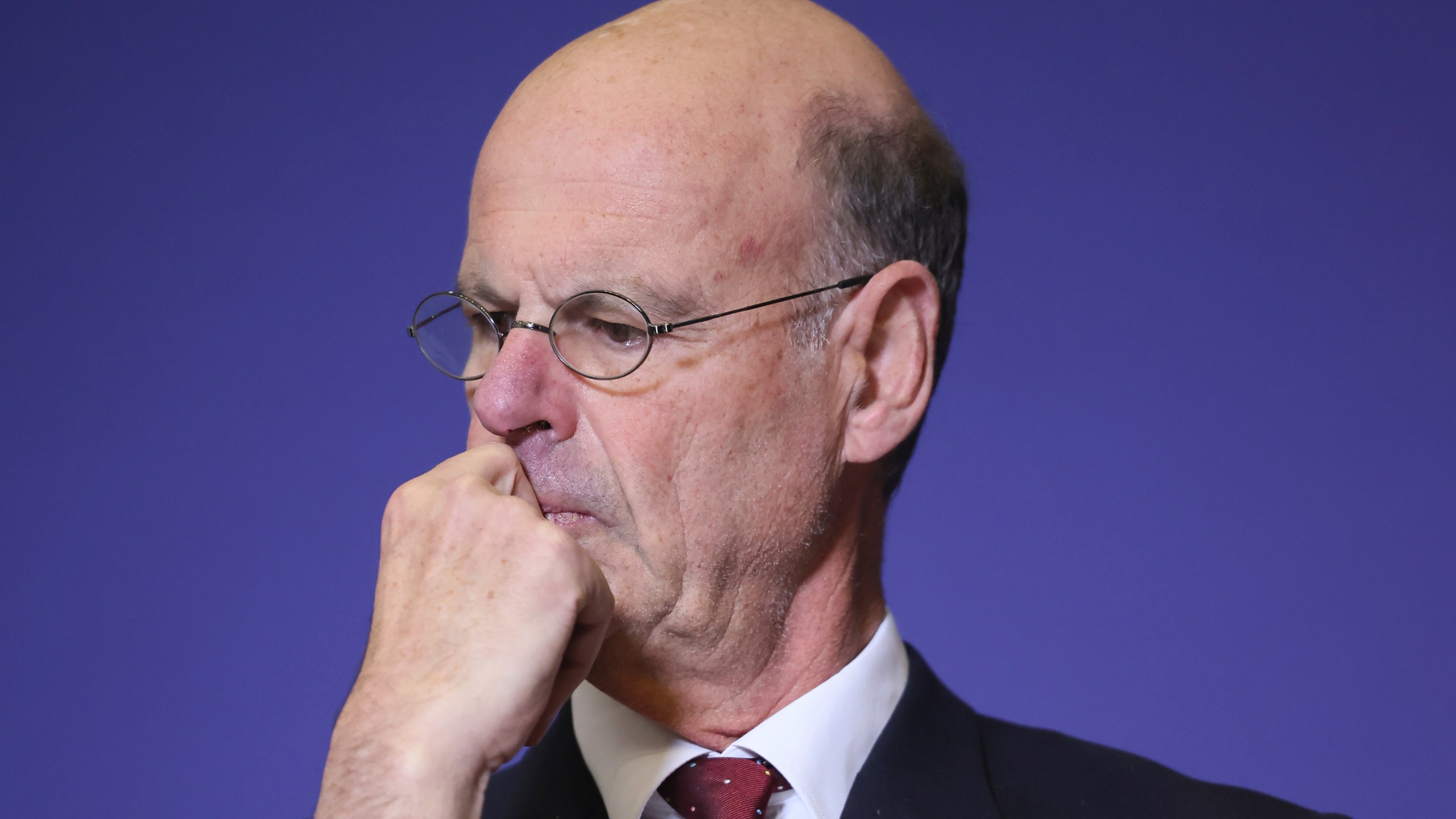 Newly named finance minister Eric Lombard gestures after the handover ceremony Monday, Dec. 23, 2024 in Paris. (AP Photo/Thomas Padilla)