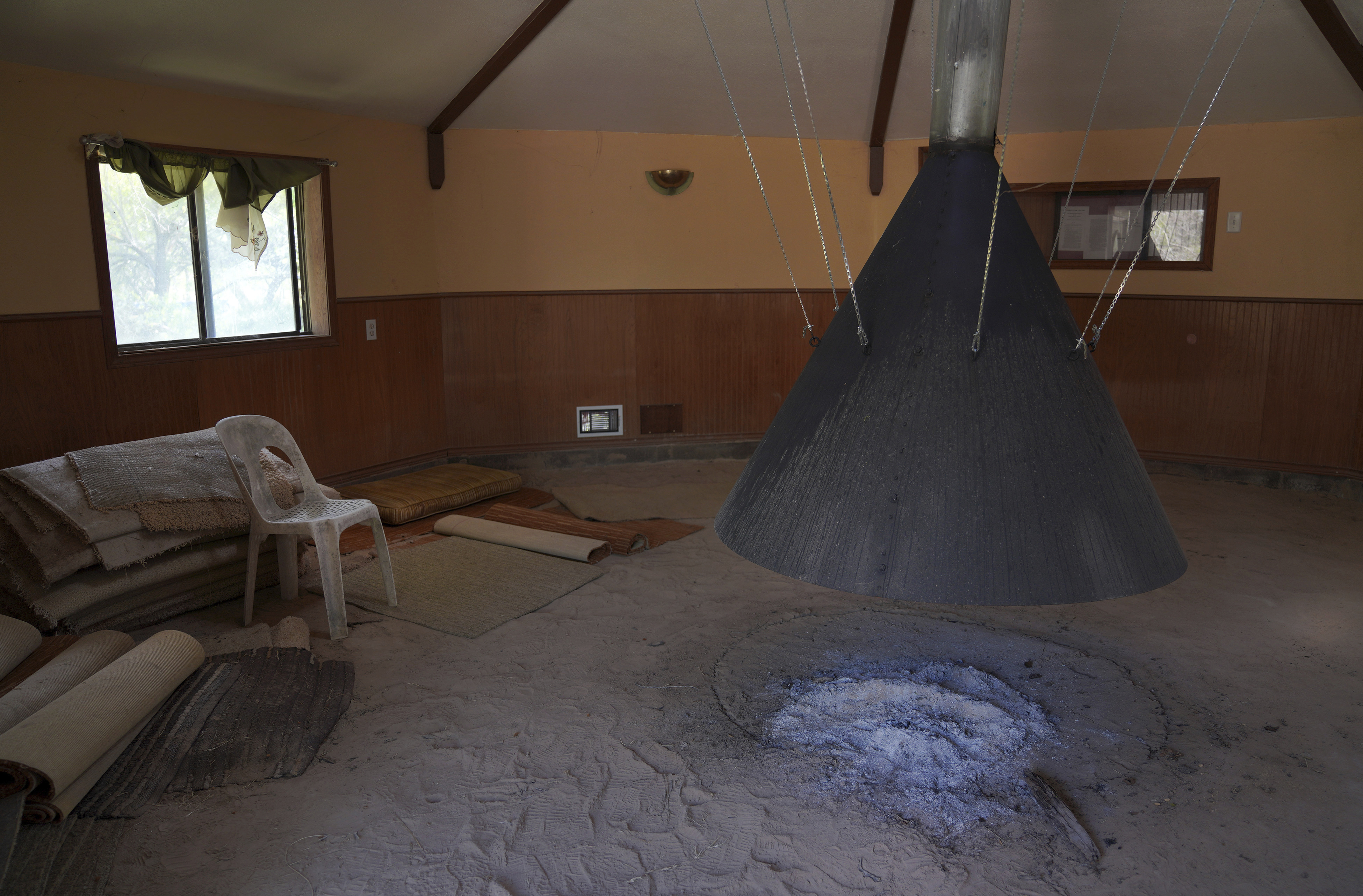 A structure used for Native American Church ceremony on the property of the late Amada Cardenas, in Mirando City, Texas, Monday, March 25, 2024. (AP Photo/Jessie Wardarski)