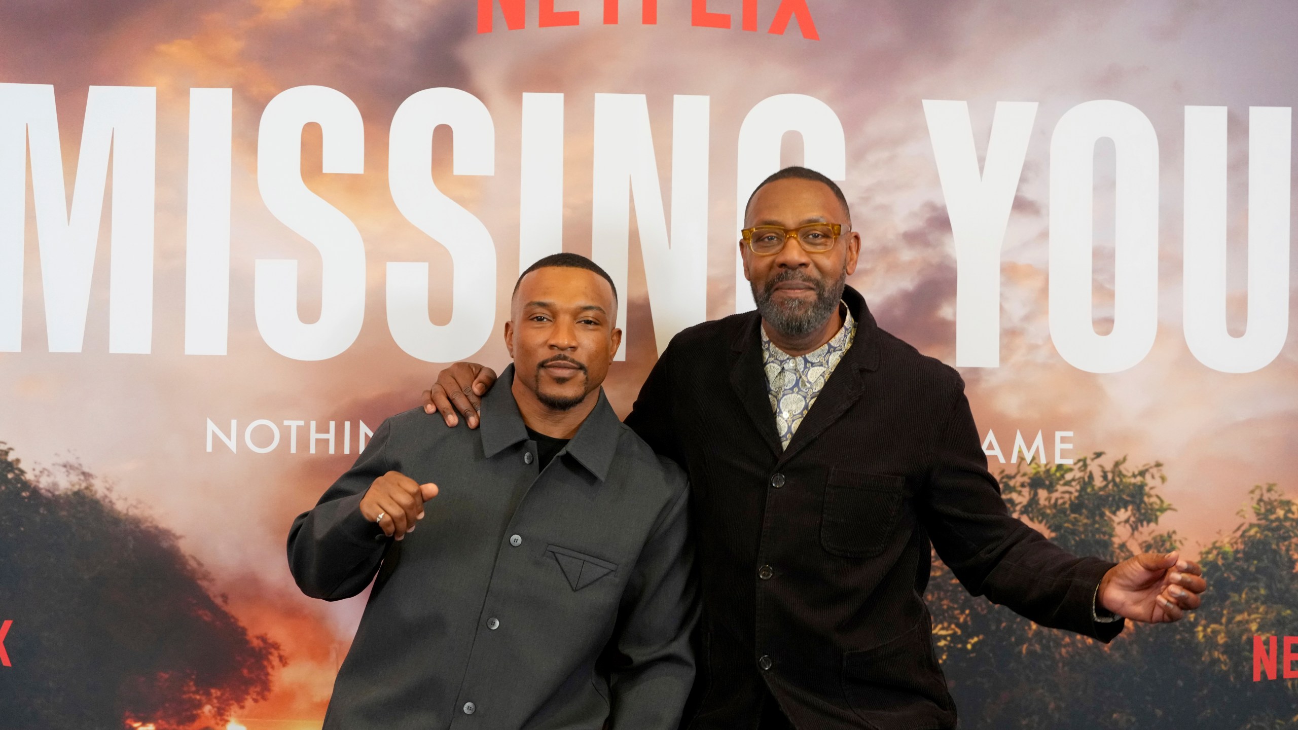 Ashley Walters, left, and Lenny Henry pose for photographers at a photo call for the television series Missing You, Wednesday, Nov. 6, 2024, in London. (AP Photo/Kirsty Wigglesworth)