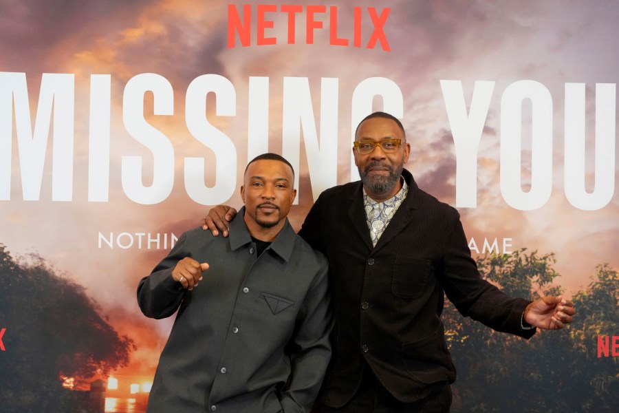 Ashley Walters, left, and Lenny Henry pose for photographers at a photo call for the television series Missing You, Wednesday, Nov. 6, 2024, in London. (AP Photo/Kirsty Wigglesworth)