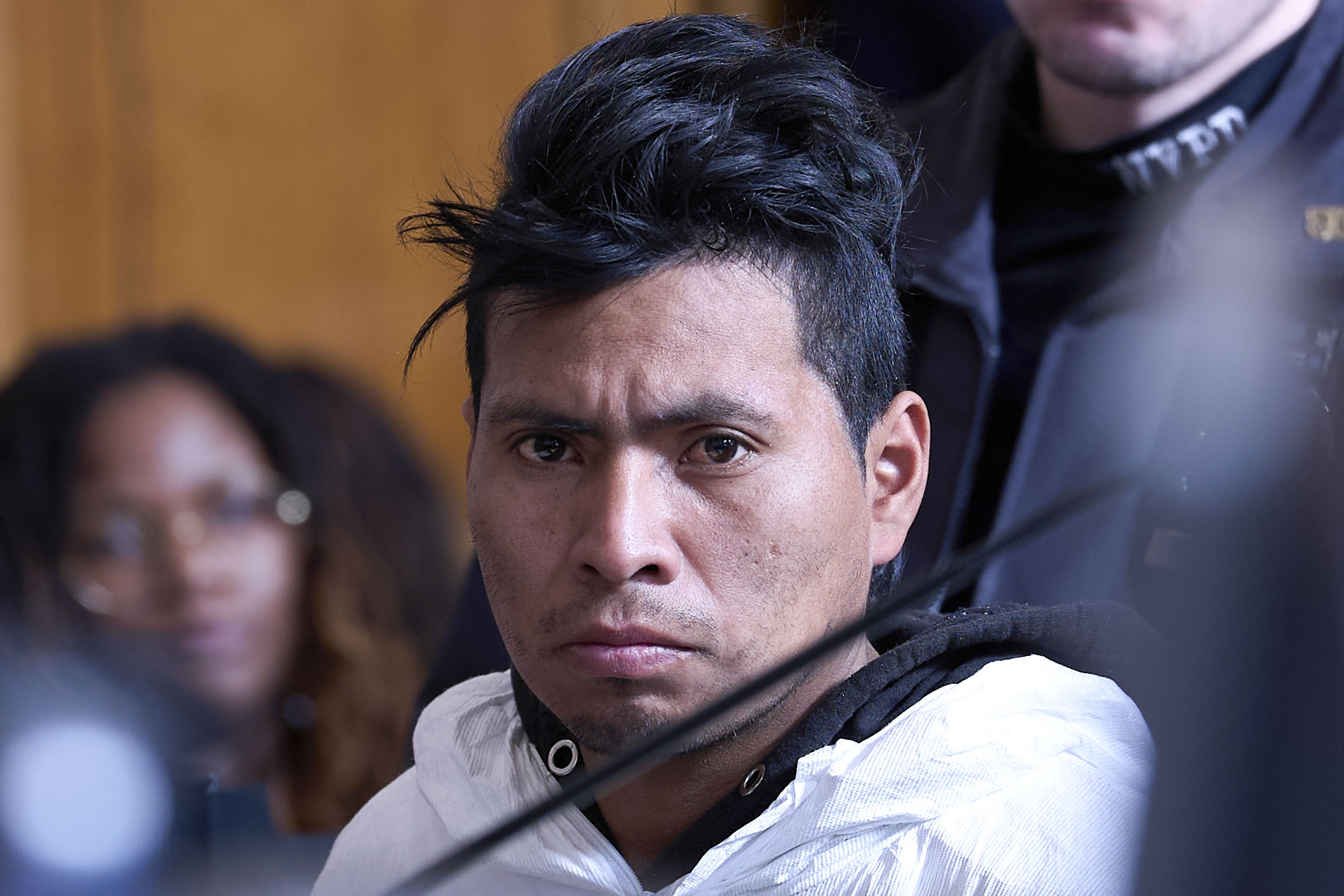 Sebastian Zapeta, accused of setting a woman on fire inside a New York City subway train, appears in court, Tuesday, Dec. 24, 2024, in New York. (AP Photo/Curtis Means via Pool)