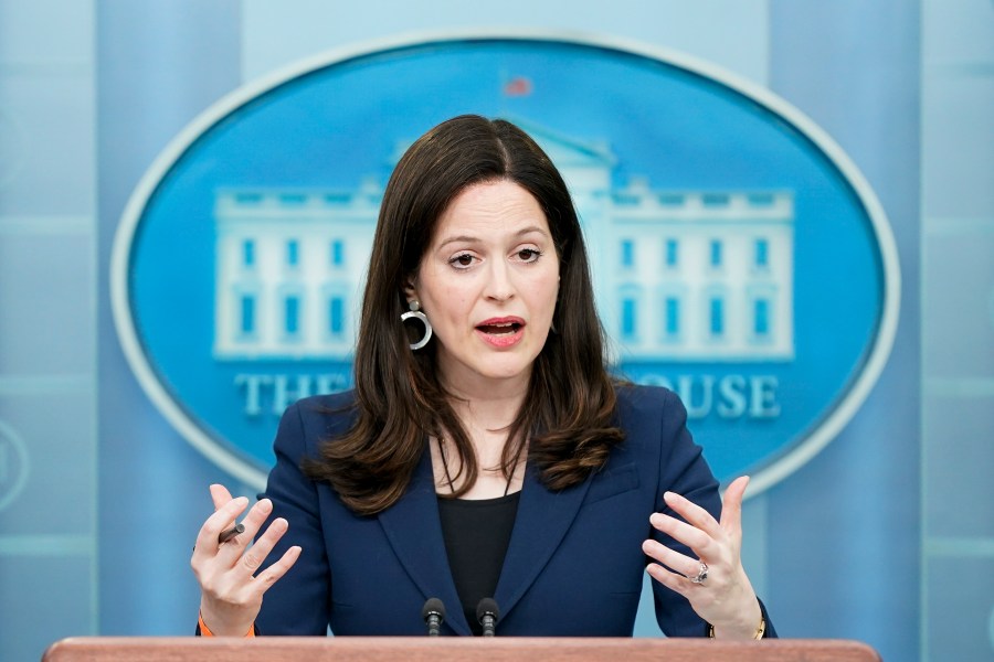 FILE - Anne Neuberger, Deputy National Security Advisor for Cyber and Emerging Technology, speaks during a press briefing at the White House,March 21, 2022, in Washington. (AP Photo/Patrick Semansky, File)