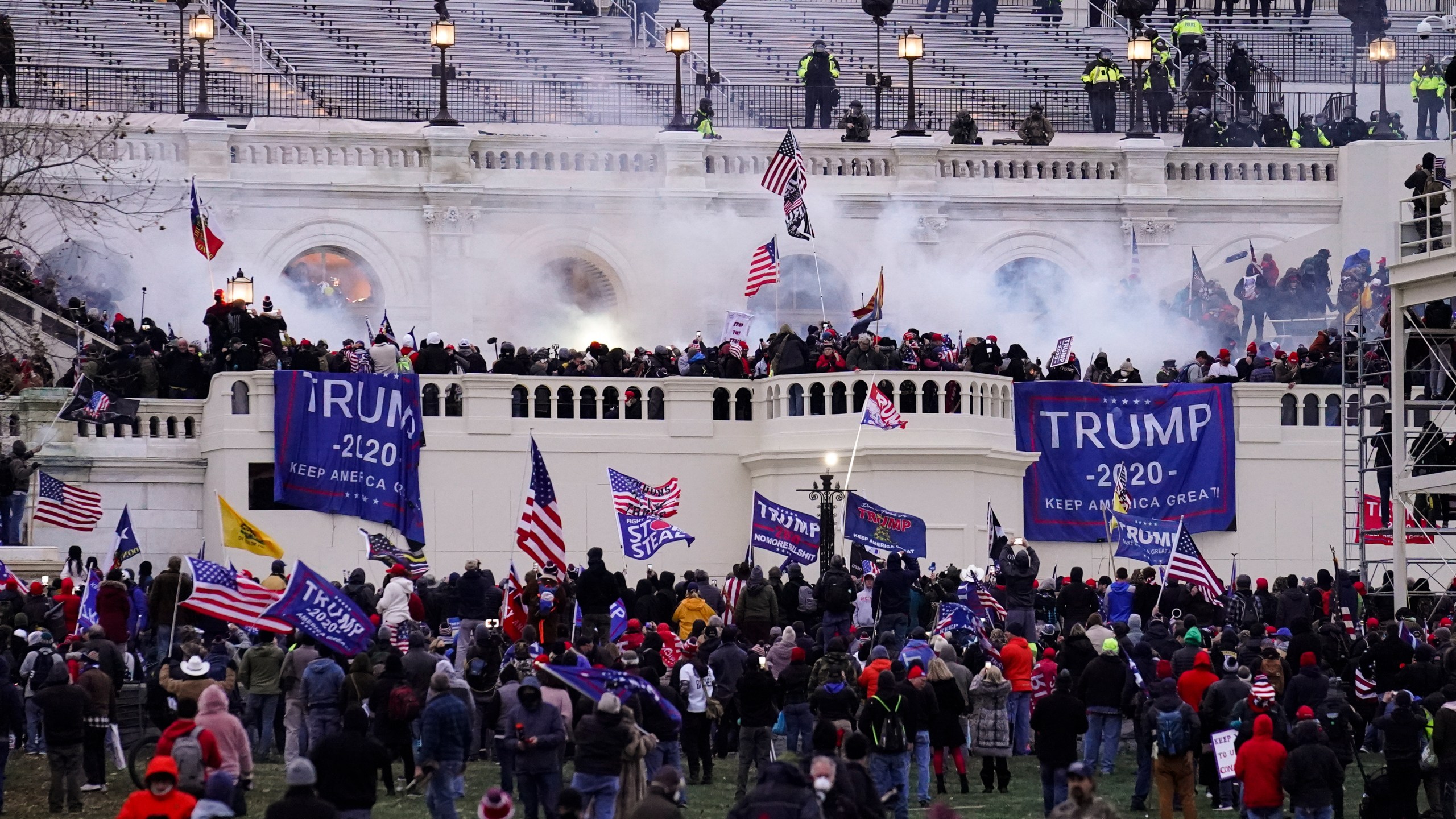 FILE - Violent rioters, loyal to President Donald Trump, storm the Capitol in Washington, Jan. 6, 2021. (AP Photo/John Minchillo, File)