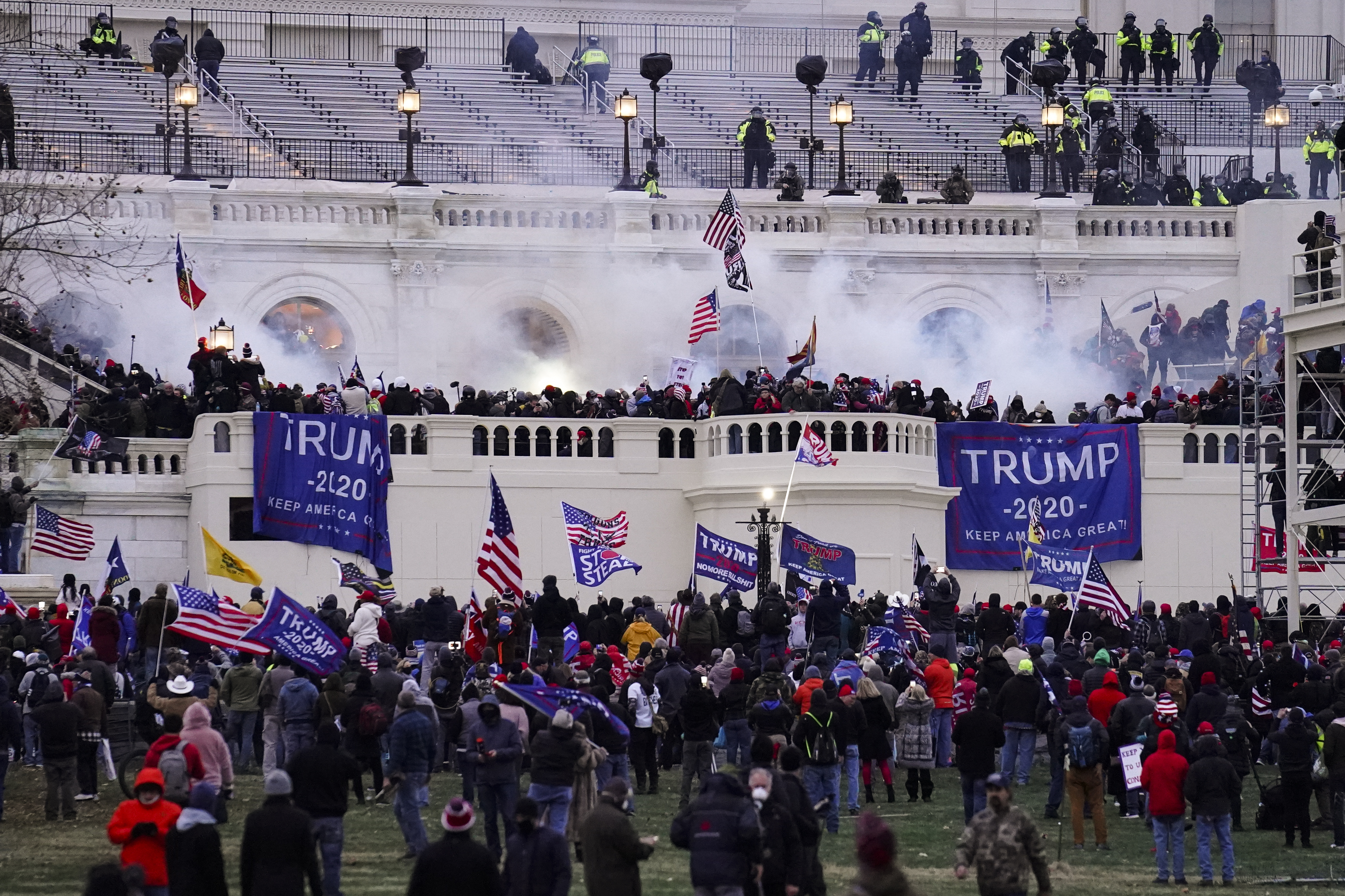 FILE - Violent rioters, loyal to President Donald Trump, storm the Capitol in Washington, Jan. 6, 2021. (AP Photo/John Minchillo, File)