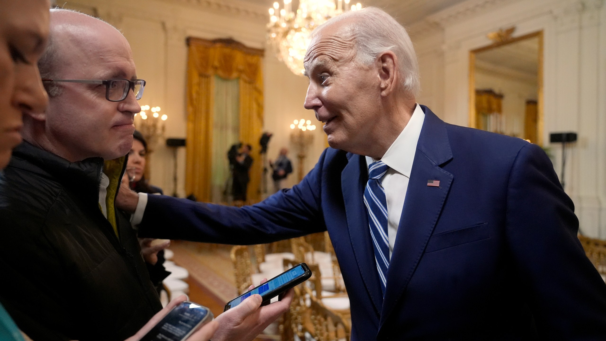 President Joe Biden speaks with reporters after signing the Social Security Fairness Act in the East Room of the White House, Sunday, Jan. 5, 2025, in Washington. (AP Photo/Manuel Balce Ceneta)