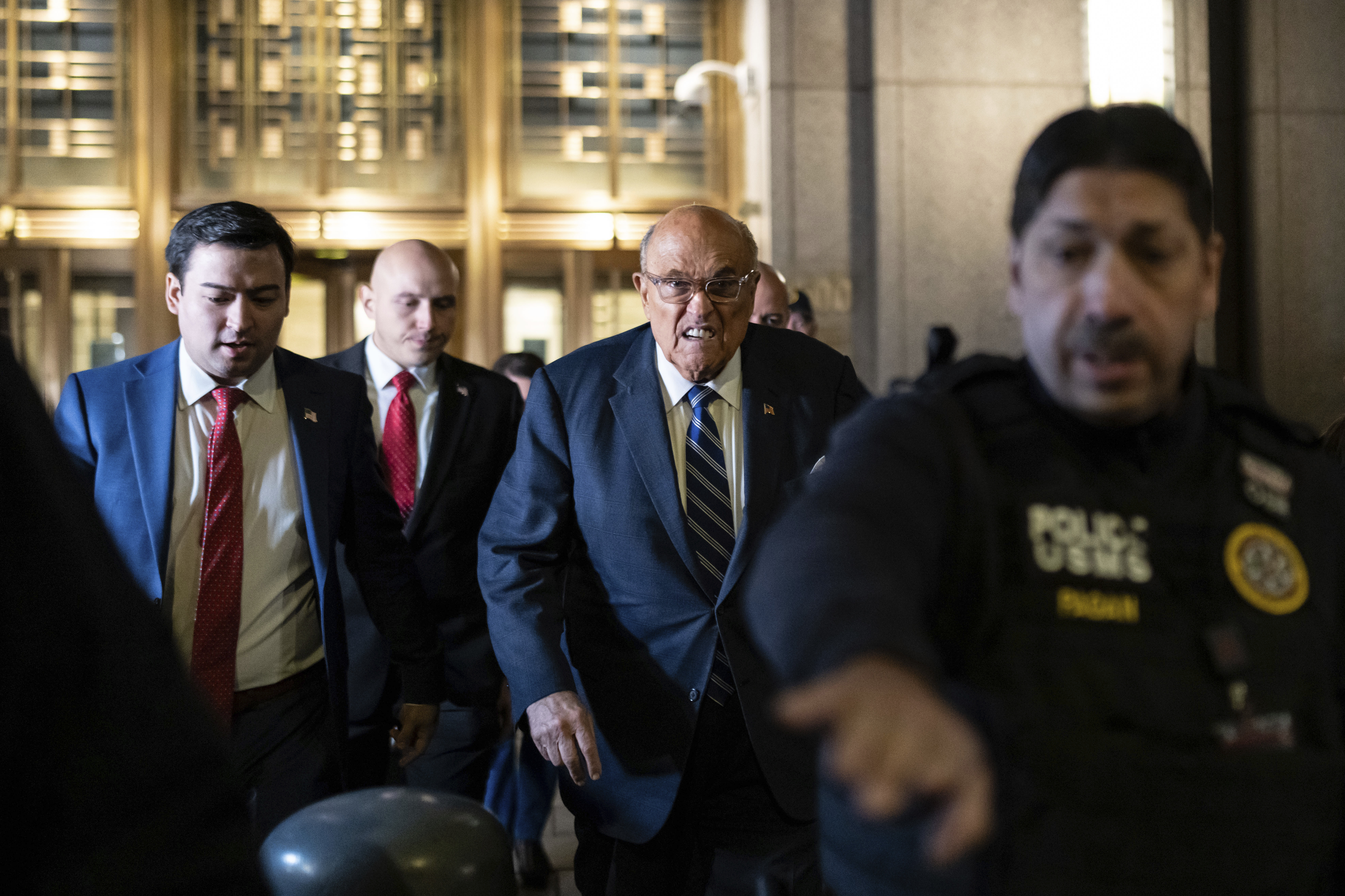 Rudy Giuliani leaves Manhattan federal court in New York, on Friday, Jan. 3, 2025. (AP Photo/Adam Gray)