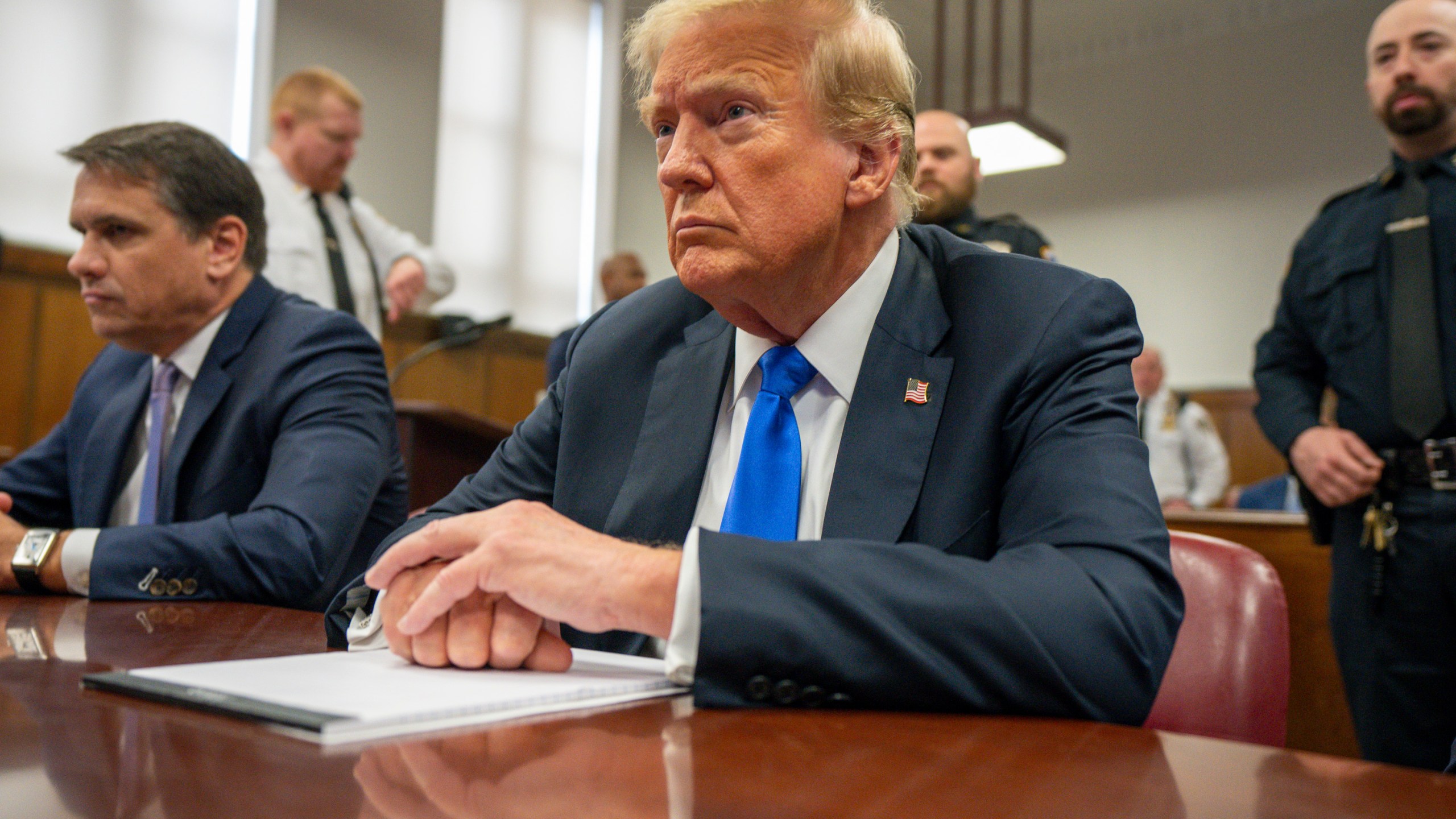 FILE - Former President Donald Trump appears at Manhattan criminal court during jury deliberations in his criminal hush money trial in New York, May 30, 2024. (Steven Hirsch/New York Post via AP, Pool, File)