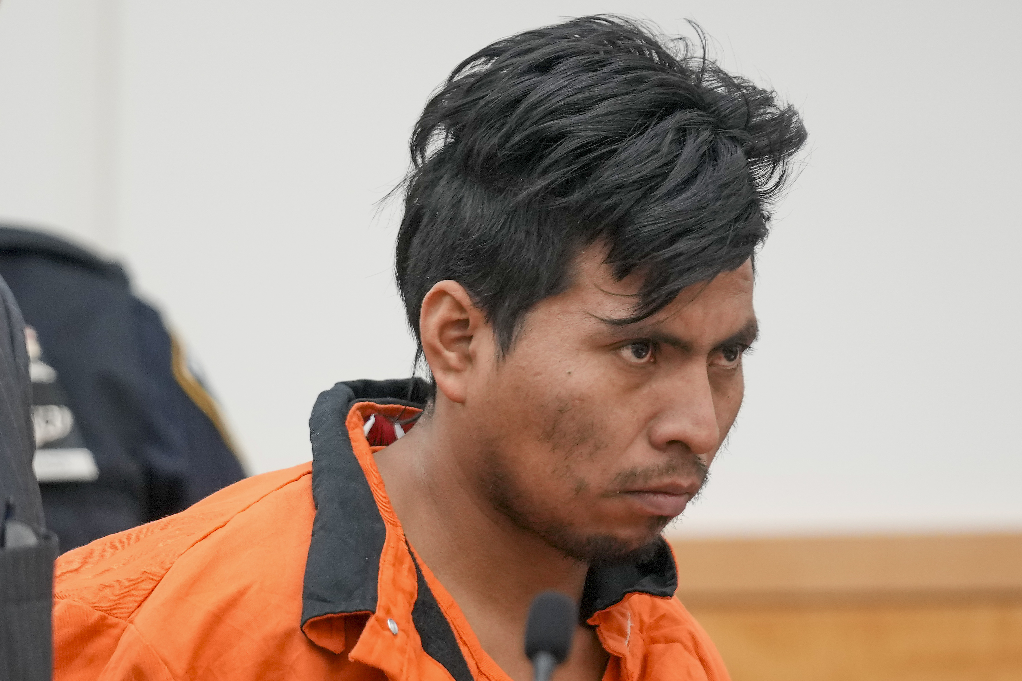 Sebastian Zapeta, accused of burning a woman to death inside a New York City subway train, appears in Kings County Supreme Court for an arraignment, Tuesday, Jan. 7, 2025, in New York. (AP Photo/Seth Wenig)