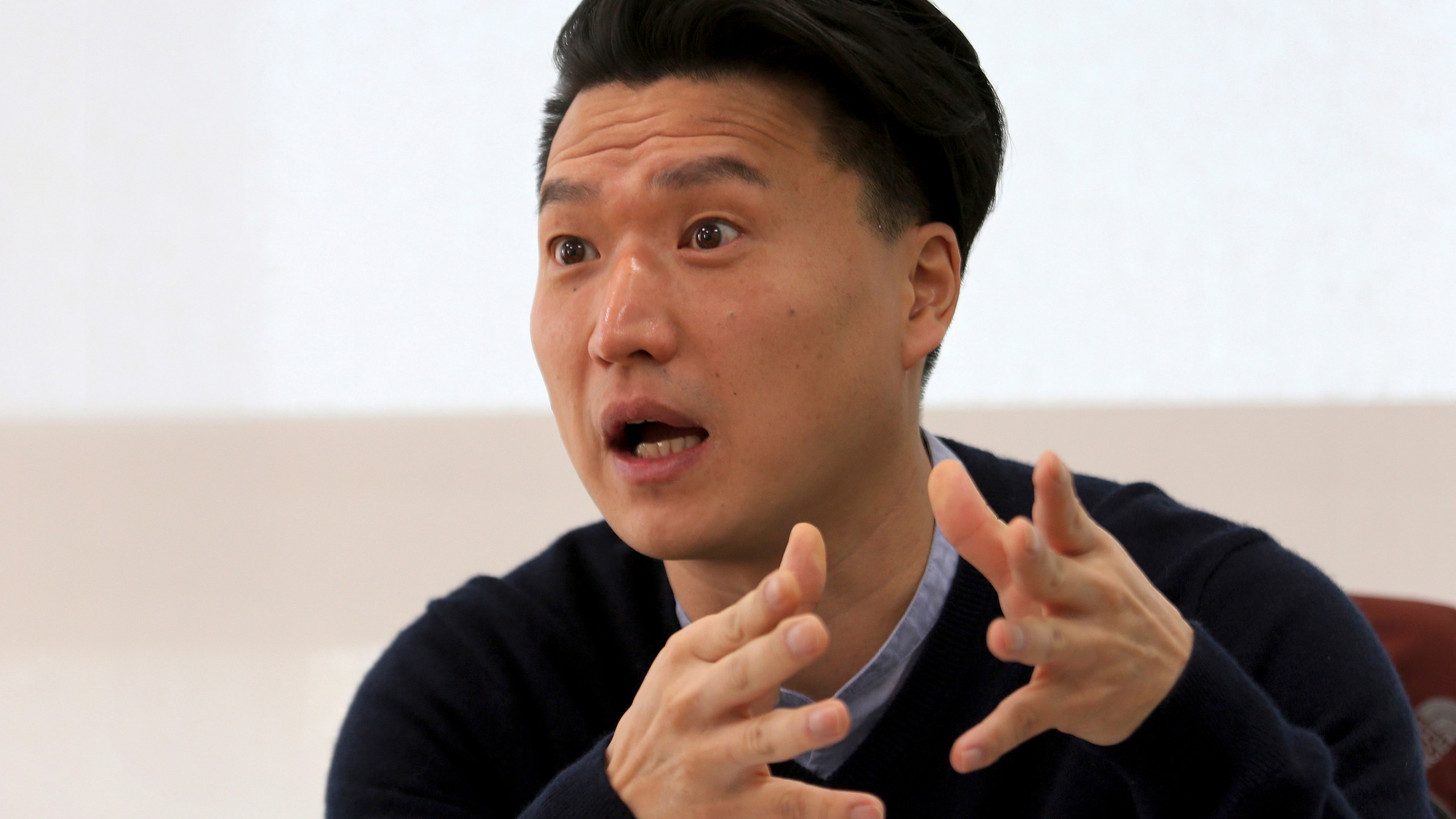 FILE - South Korean adoptee Adam Crapser speaks during an interview in Seoul, South Korea, on Jan. 2, 2019. (AP Photo/Ahn Young-joon, File)