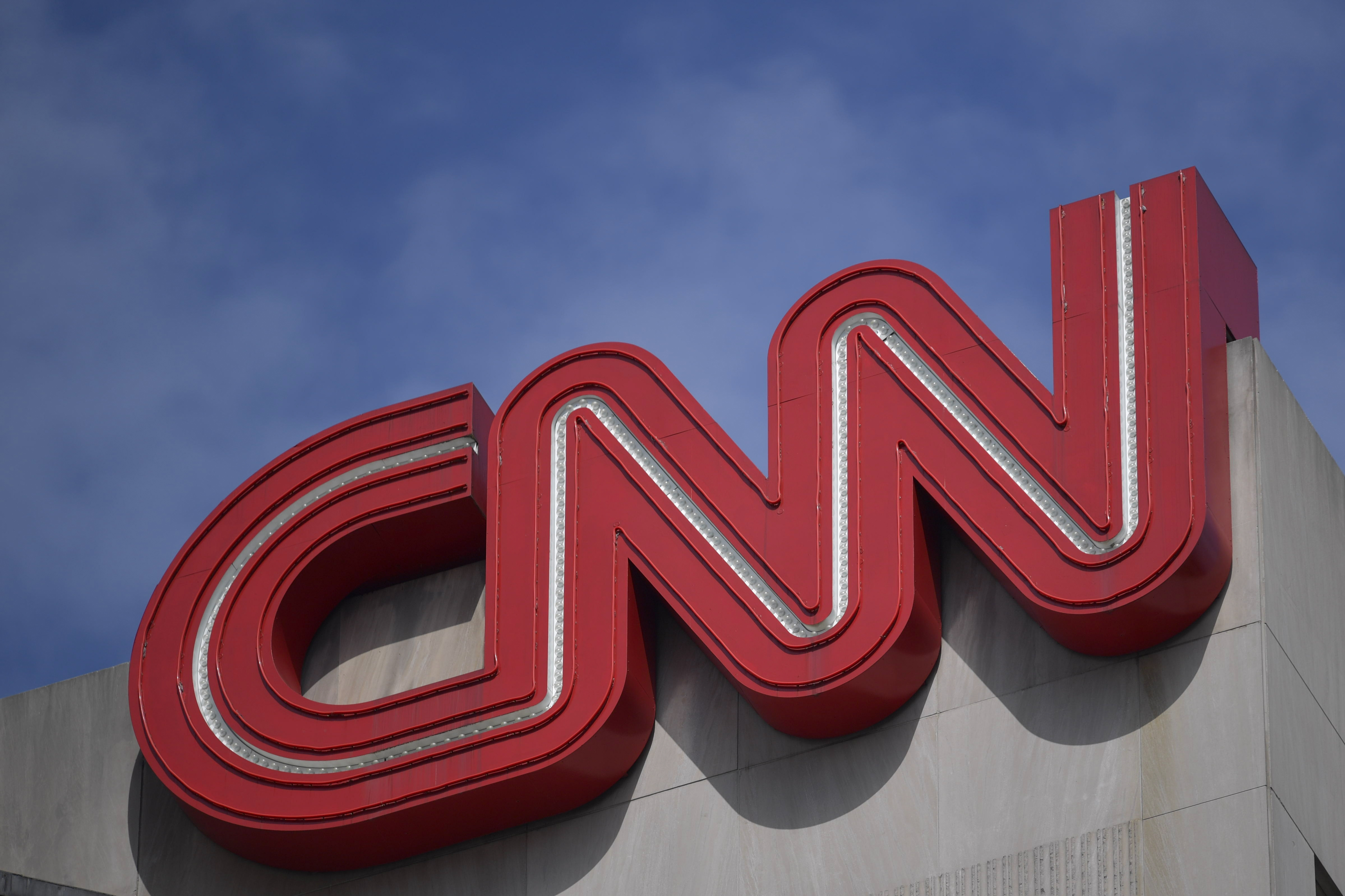 FILE - Signage is seen at the CNN Center in Atlanta on April 21, 2022. (AP Photo/Mike Stewart, File)