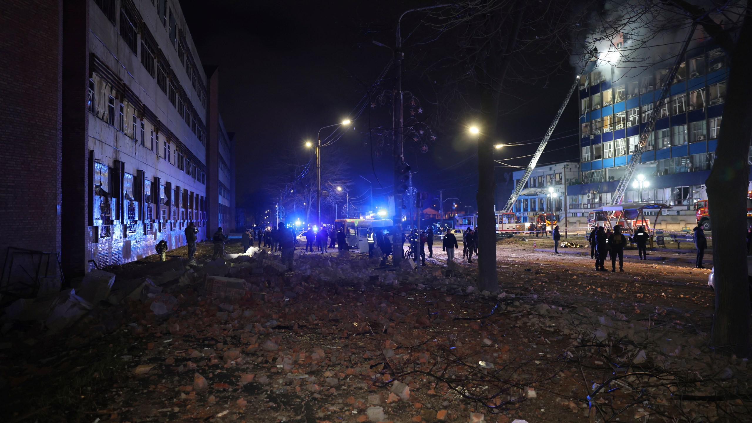 Rescuers work at the site of a Russian airstrike in Zaporizhzhia, Ukraine, Wednesday Jan. 8, 2025. (AP Photo/Oleg Movchaniuk)