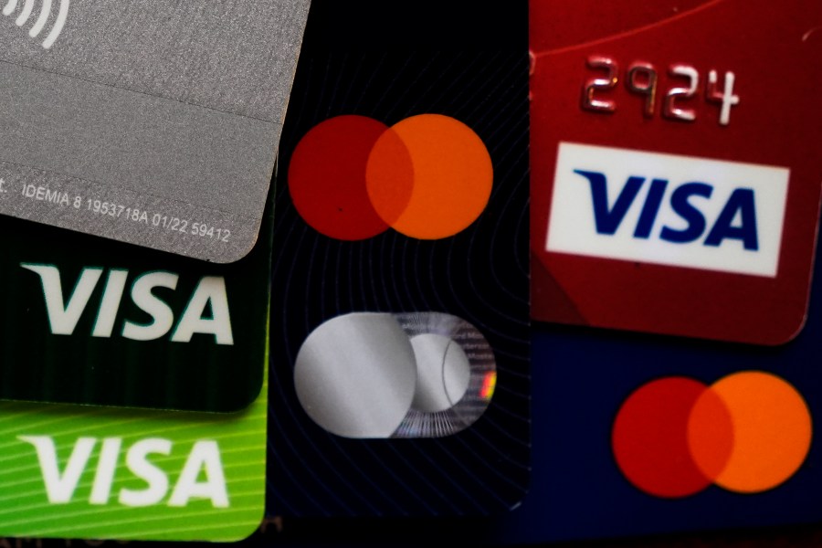 FILE - Several VISA and MASTER credit cards are shown in Buffalo Grove, Ill., Thursday, Feb. 8, 2024. (AP Photo/Nam Y. Huh, File)