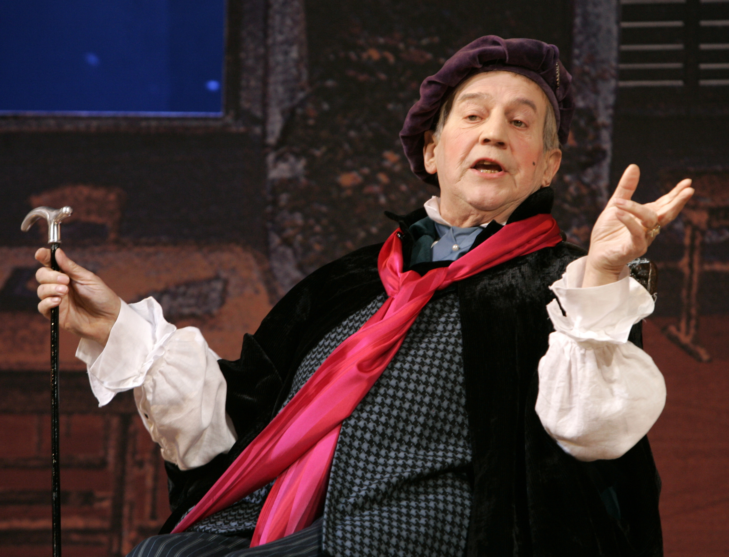 FILE - Otto Schenk performs in the role of Herr von Ledig performs during a dress rehearsal for Johann Nestroy's "Unverhofft" at the Theater in der Josefstadt in Vienna, on Tuesday, Jan. 15, 2008. (AP Photo/Stephan Trierenberg, File)