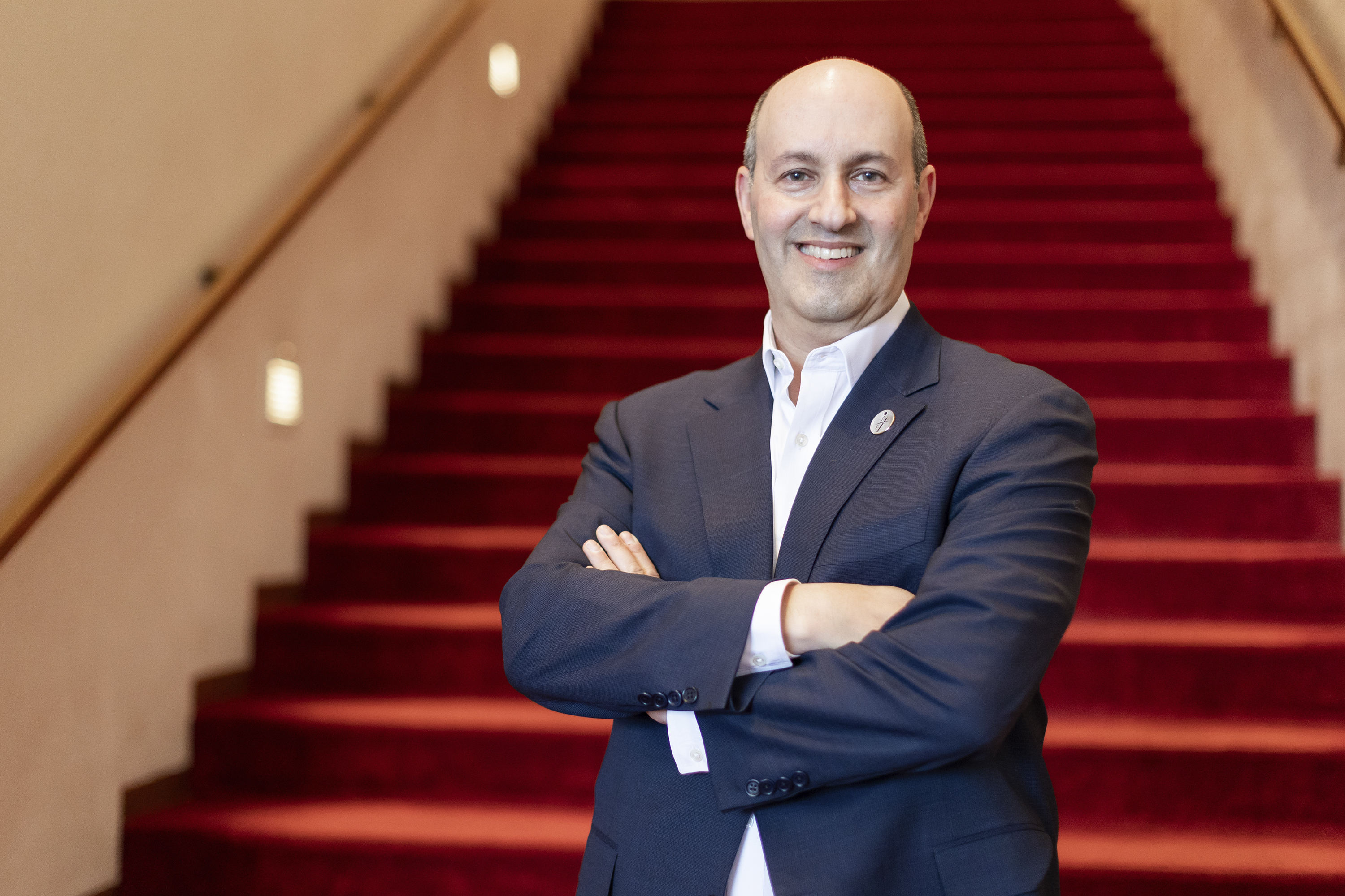 This image released by the Houston Symphony shows their CEO Gary Ginstling in Houston on Jan. 9, 2025. (Melissa Taylor/Houston Symphony via AP)