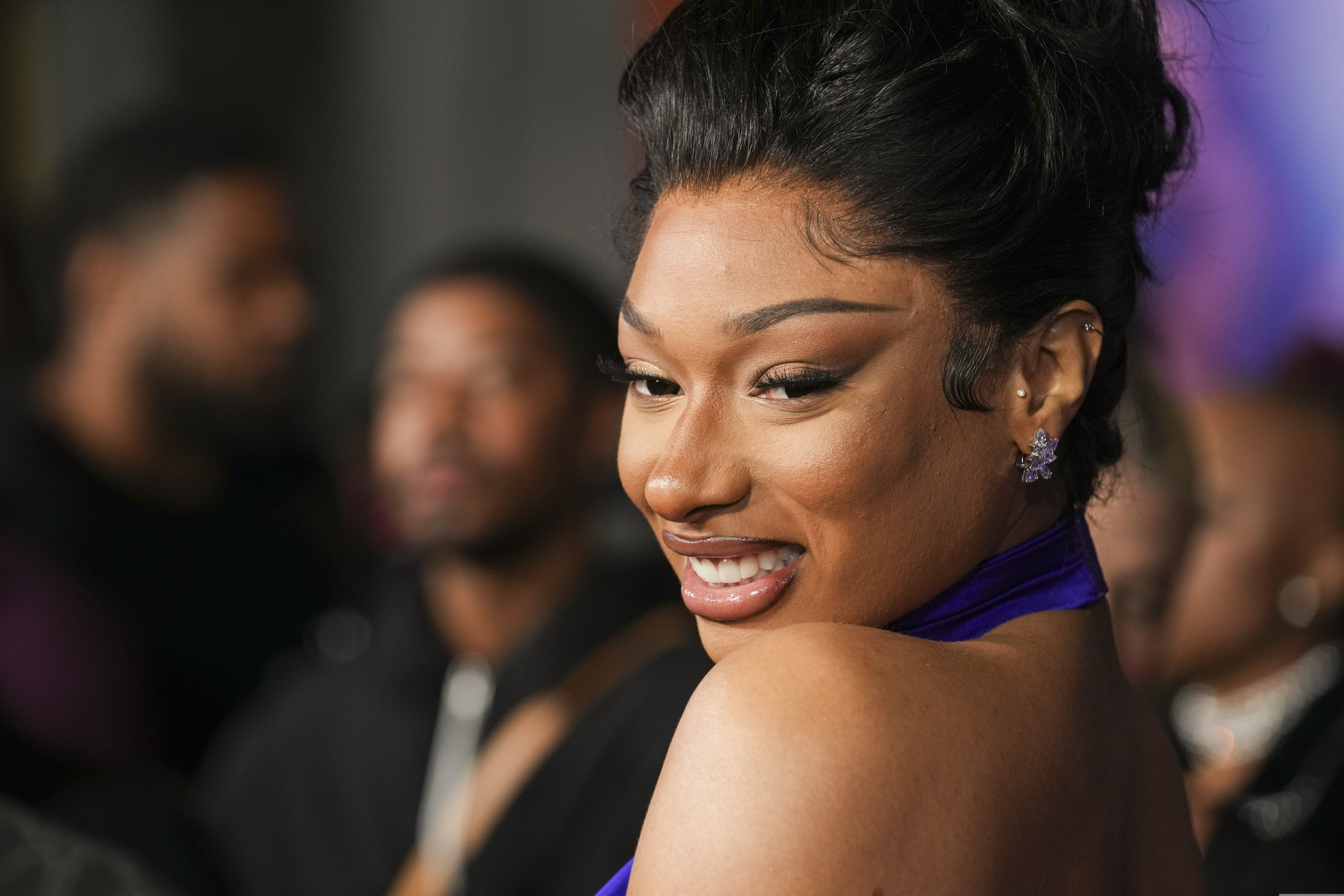 FILE - Megan Thee Stallion arrives at the premiere of "Megan Thee Stallion: In Her Words", Oct. 30, 2024, at TCL Chinese Theatre in Los Angeles. (AP Photo/Chris Pizzello, File)