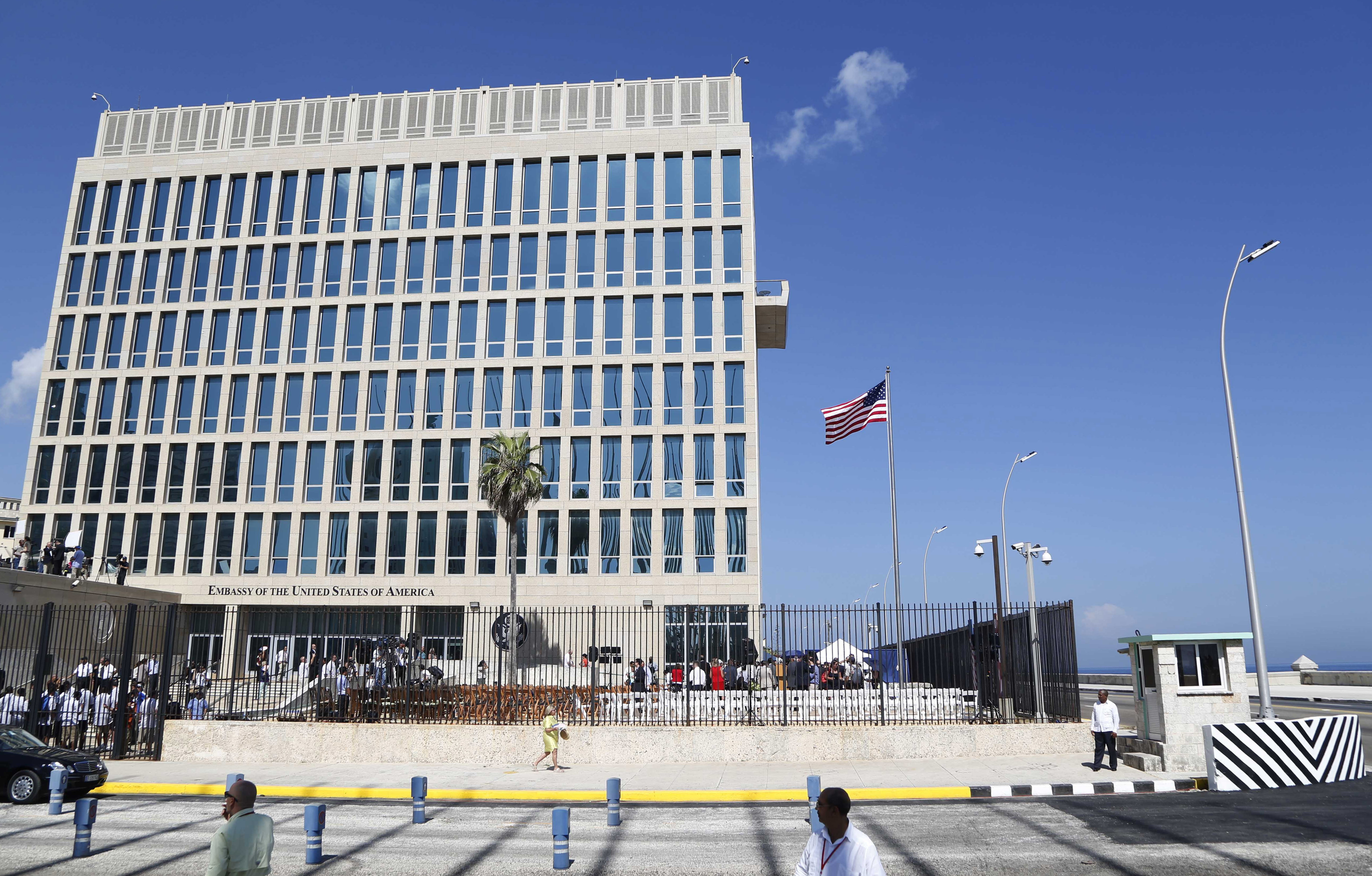 FILE - The U.S. embassy is pictured in Havana, Cuba, Aug. 14, 2015. (AP Photo/Desmond Boylan, File)