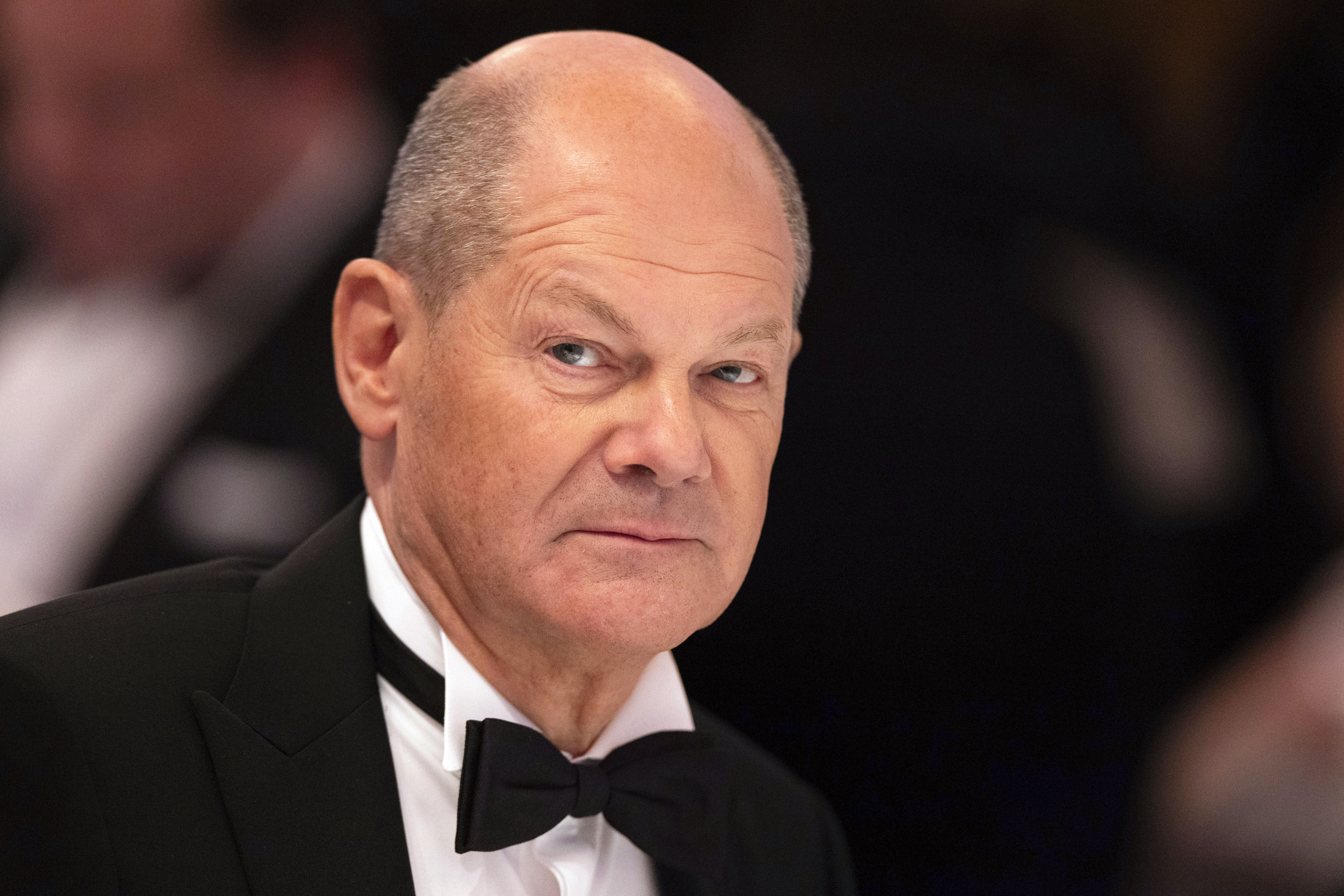 German Chancellor Olaf Scholz attends the New Year's reception of the Cologne Chamber of Industry and Commerce at the Flora, in Cologne, Germany, Thursday Jan. 9, 2025. (Rolf Vennenbernd/dpa via AP)