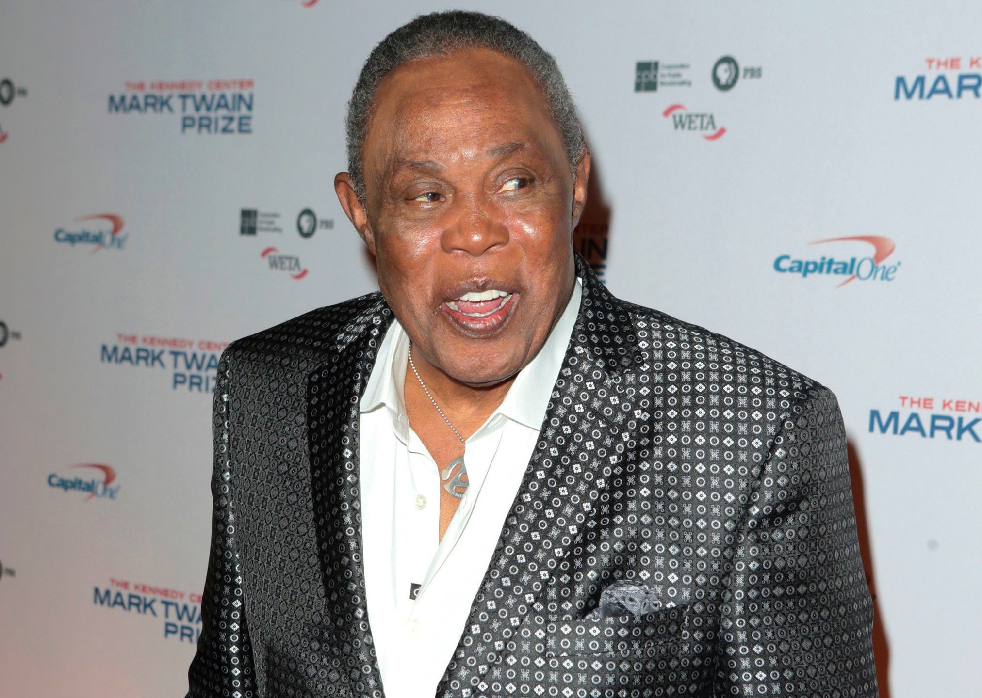 FILE - Sam Moore arrives at the Kennedy Center for the Performing Arts for the 18th annual Mark Twain Prize for American Humor in Washington, Oct. 18, 2015. (Photo by Owen Sweeney/Invision/AP, File)