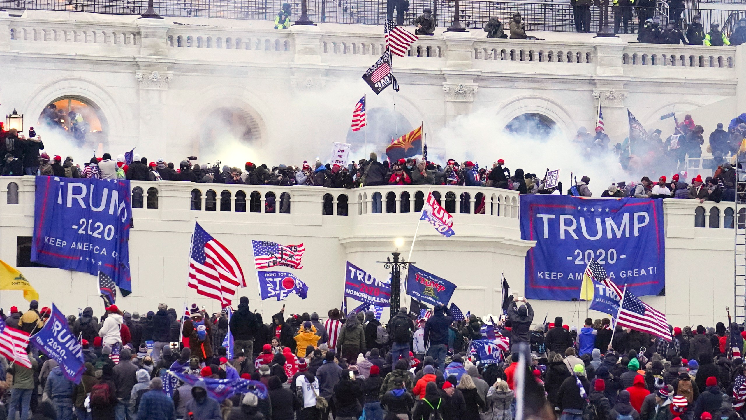 FILE - Rioters appear at the U.S. Capitol on Jan. 6, 2021, in Washington. (AP Photo/John Minchillo, File)