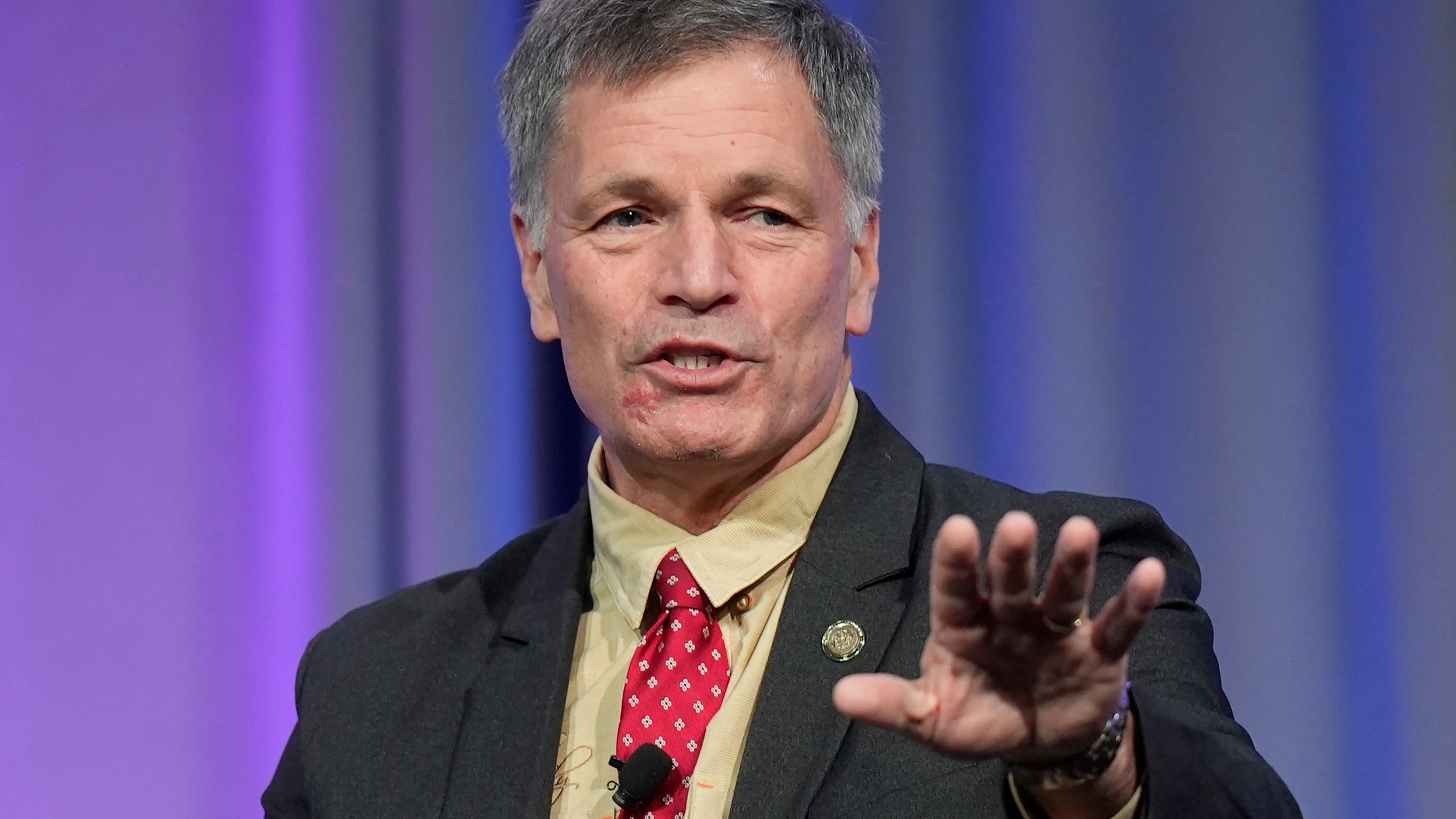 FILE - Wyoming Gov. Mark Gordon speaks at the 2024 summer meeting of the National Governors Association, July 11, 2024, in Salt Lake City. (AP Photo/Rick Bowmer, File)