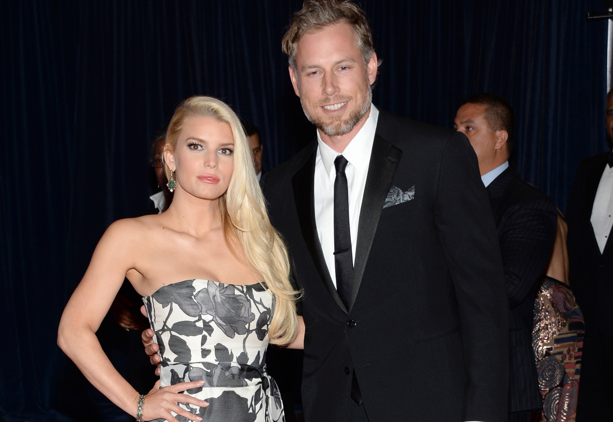 FILE - Jessica Simpson, left, and Eric Johnson appear at the White House Correspondents' Association Dinner on May 3, 2014, in Washington. (Photo by Evan Agostini/Invision/AP, File)