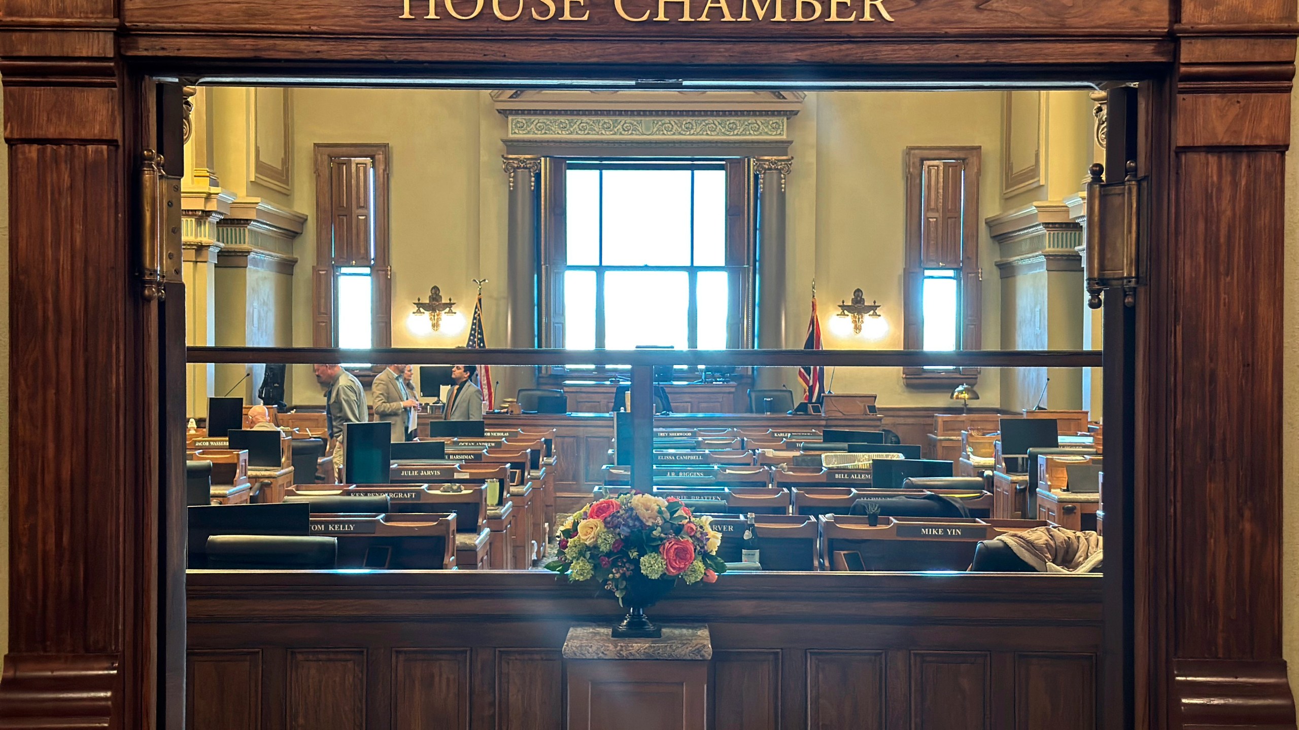 The Wyoming House of Representatives, where Freedom Caucus lawmakers have taken majority control, is seen Monday, Jan. 13, 2025, in Cheyenne, Wyo. (AP Photo/Mead Gruver)