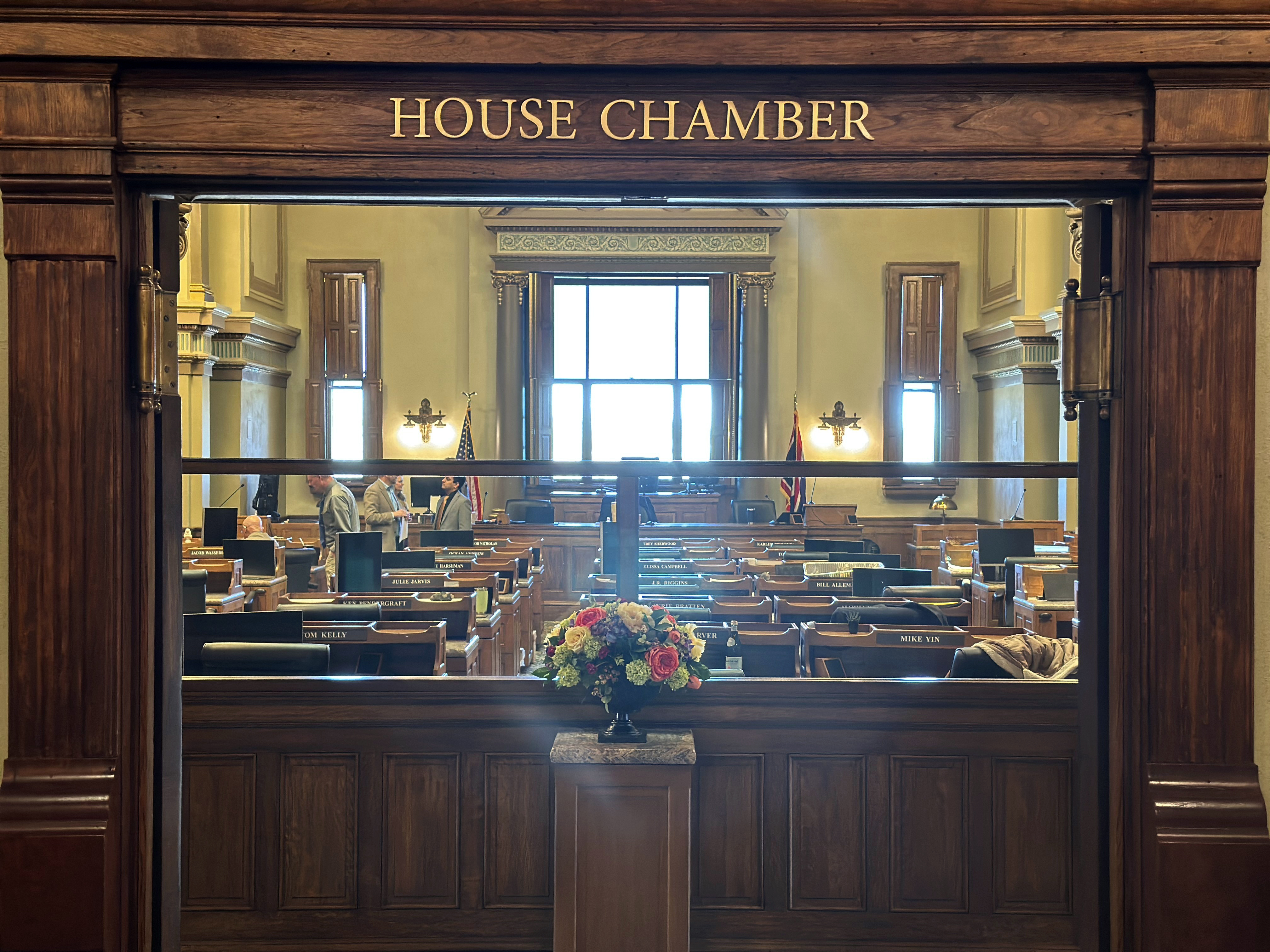 The Wyoming House of Representatives, where Freedom Caucus lawmakers have taken majority control, is seen Monday, Jan. 13, 2025, in Cheyenne, Wyo. (AP Photo/Mead Gruver)