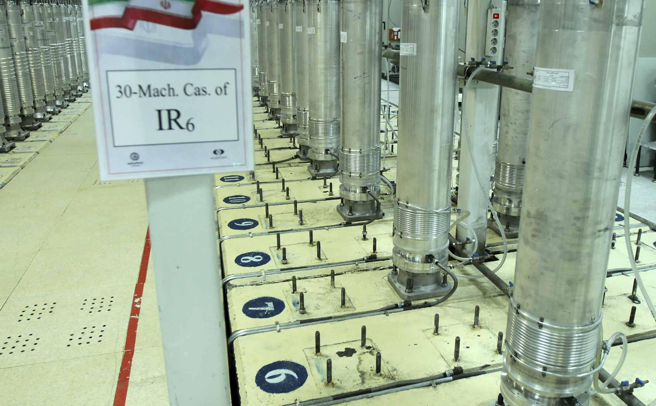 FILE - This photo released Nov. 5, 2019, by the Atomic Energy Organization of Iran, shows centrifuge machines in the Natanz uranium enrichment facility in central Iran. (Atomic Energy Organization of Iran via AP, File)