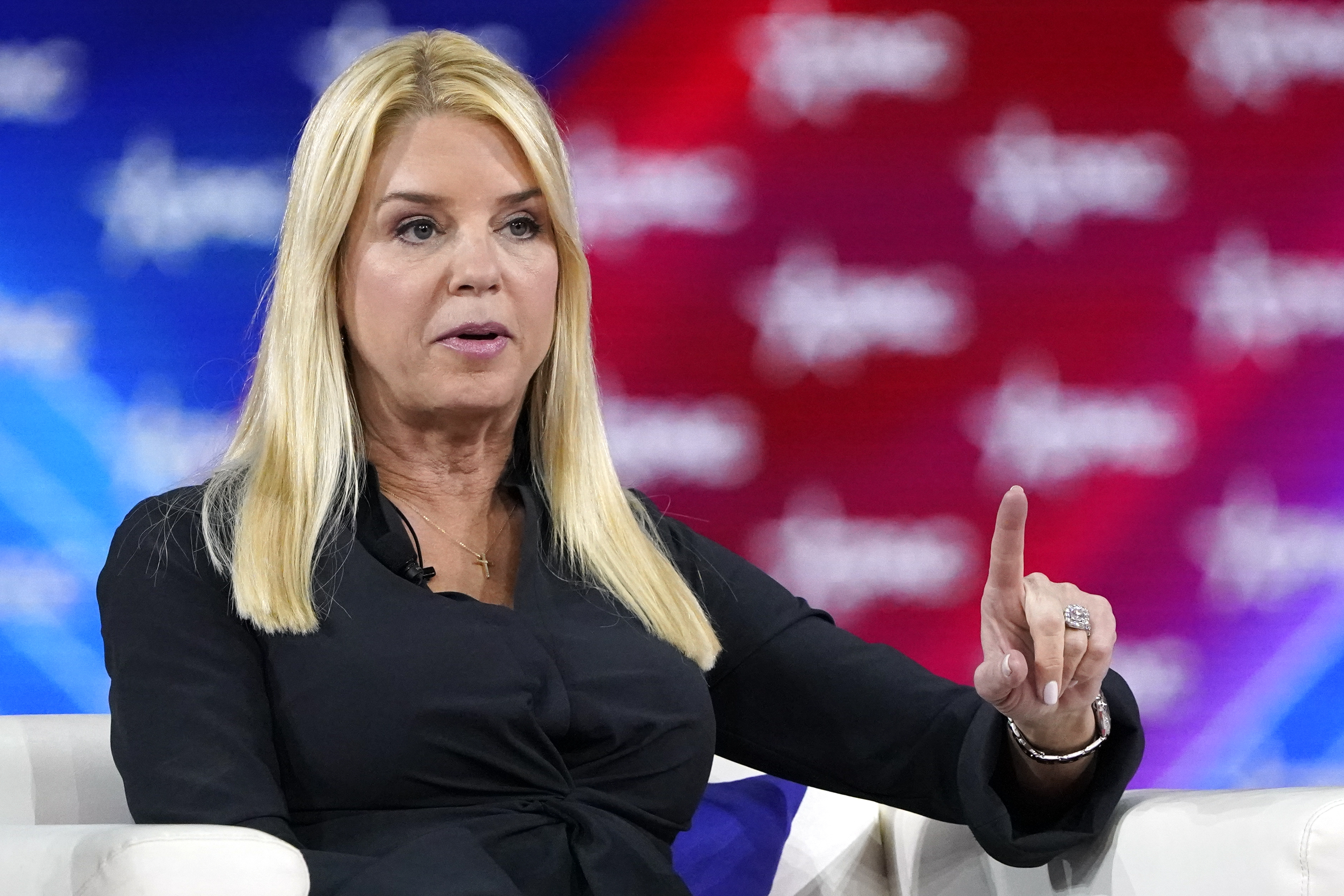 FILE - Former Florida Attorney General Pam Bondi, takes part in a panel discussion at the Conservative Political Action Conference (CPAC), Feb. 27, 2022, in Orlando, Fla. (AP Photo/John Raoux, File)