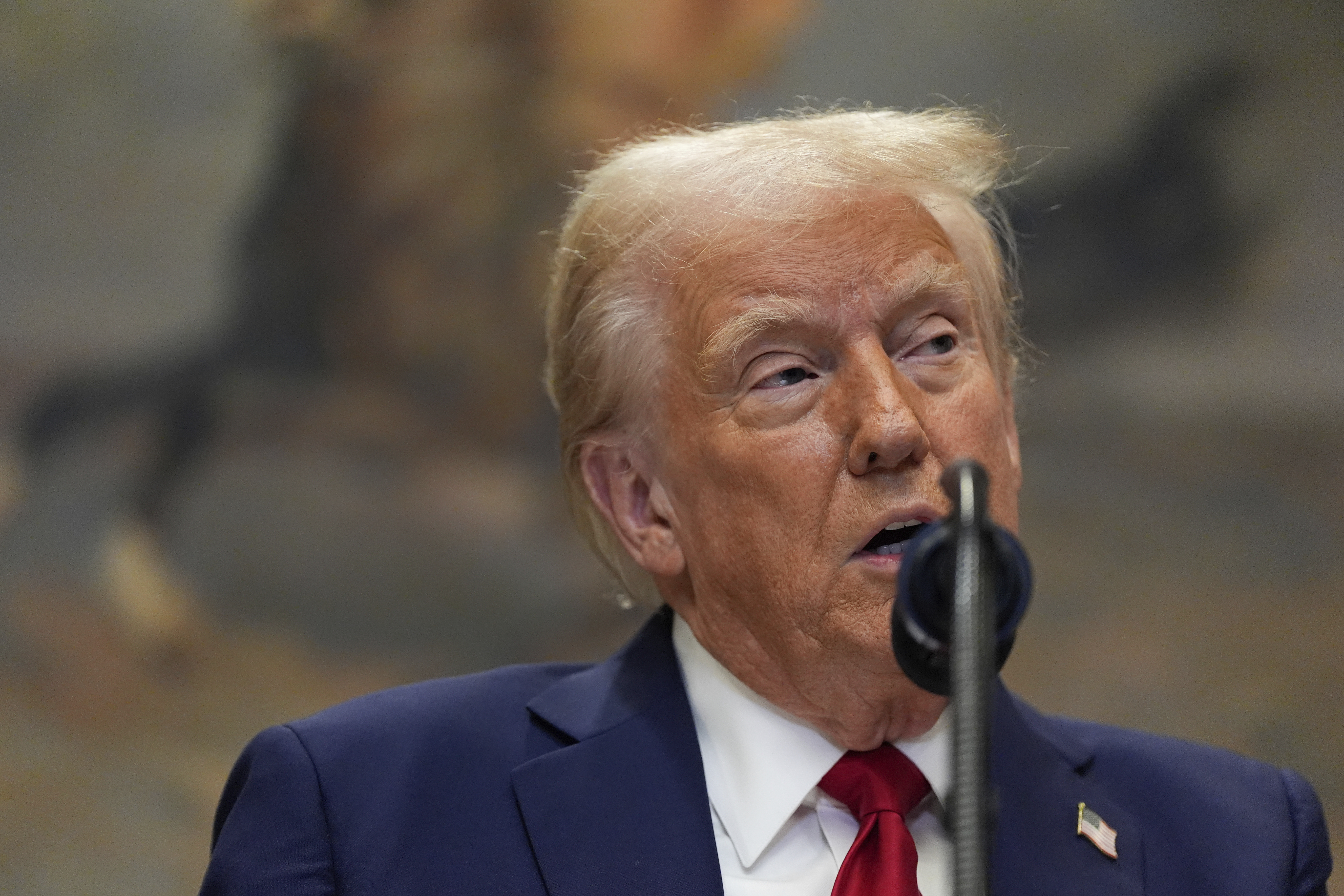 President Donald Trump speaks in the Roosevelt Room of the White House, Tuesday, Jan. 21, 2025, in Washington. (AP Photo/Julia Demaree Nikhinson)