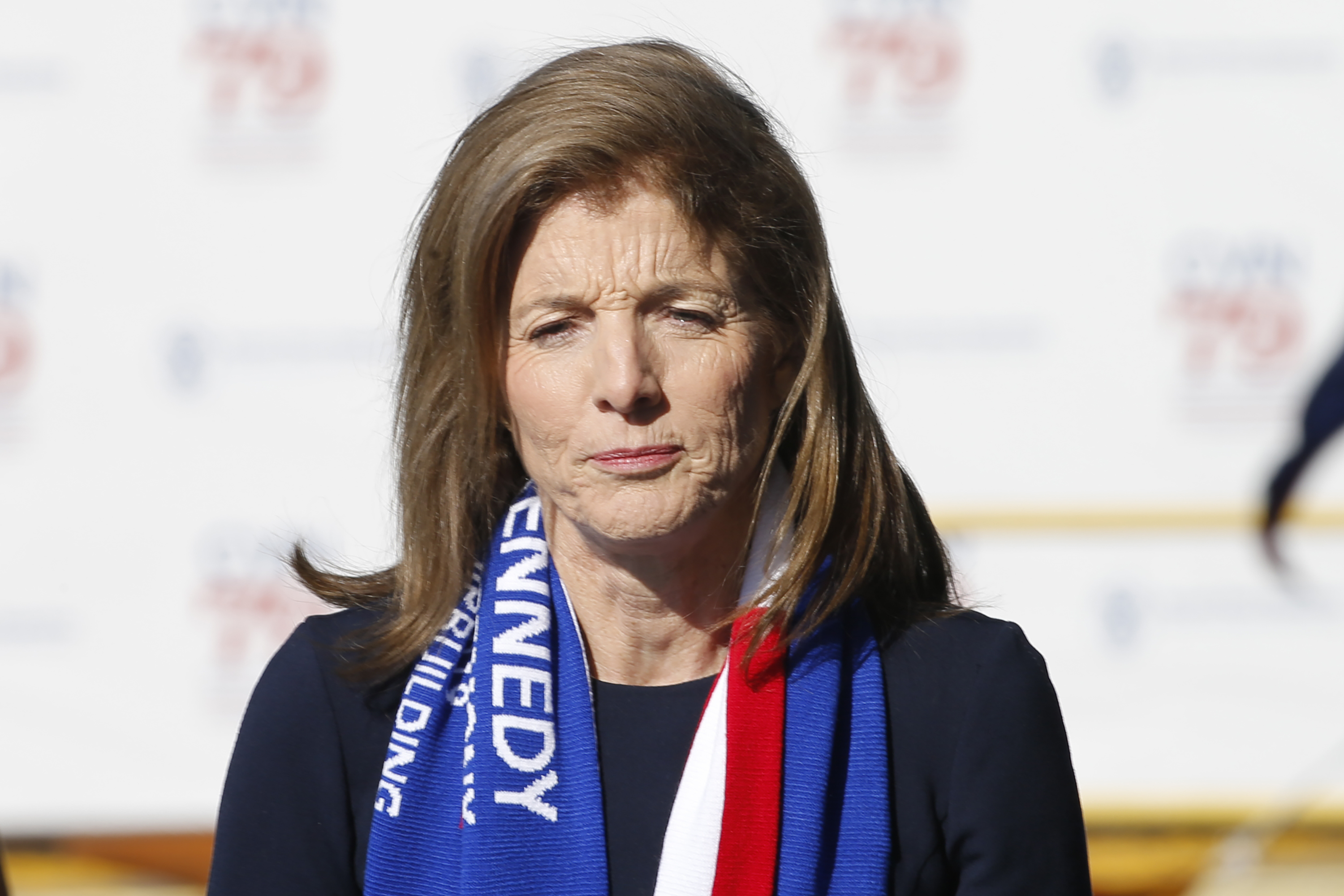 FILE - Caroline Kennedy, daughter of former President John F. Kennedy, before she christened the nuclear aircraft carrier John F. Kennedy at Newport News Shipbuilding in Newport News, Va., on Dec. 7, 2019. (AP Photo/Steve Helber, File)