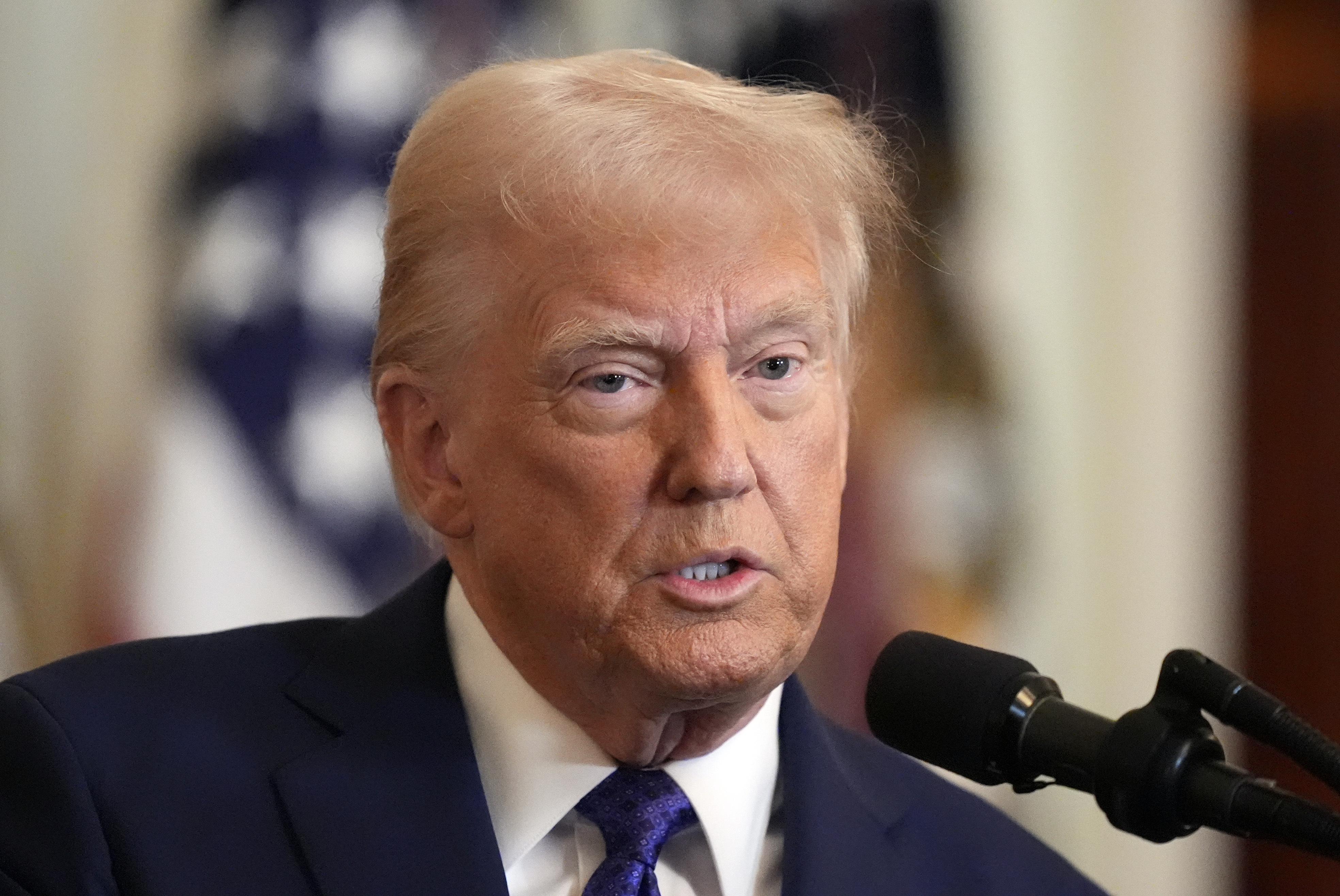 President Donald Trump speaks before signing the Laken Riley Act in the East Room of the White House, Wednesday, Jan. 29, 2025, in Washington. (AP Photo/Alex Brandon)