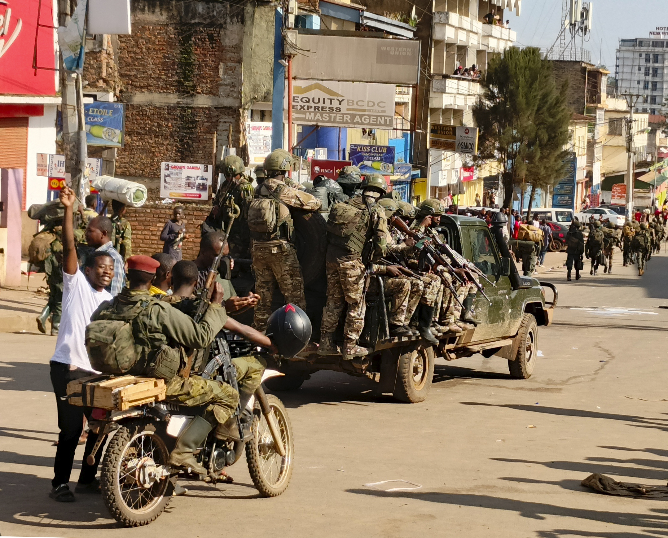 M23 rebels enter the centre of east Congo's second-largest city, Bukavu, and take control of the South Kivu province administrative office, Sunday, Feb. 16, 2025. (AP Photo/Janvier Barhahiga)