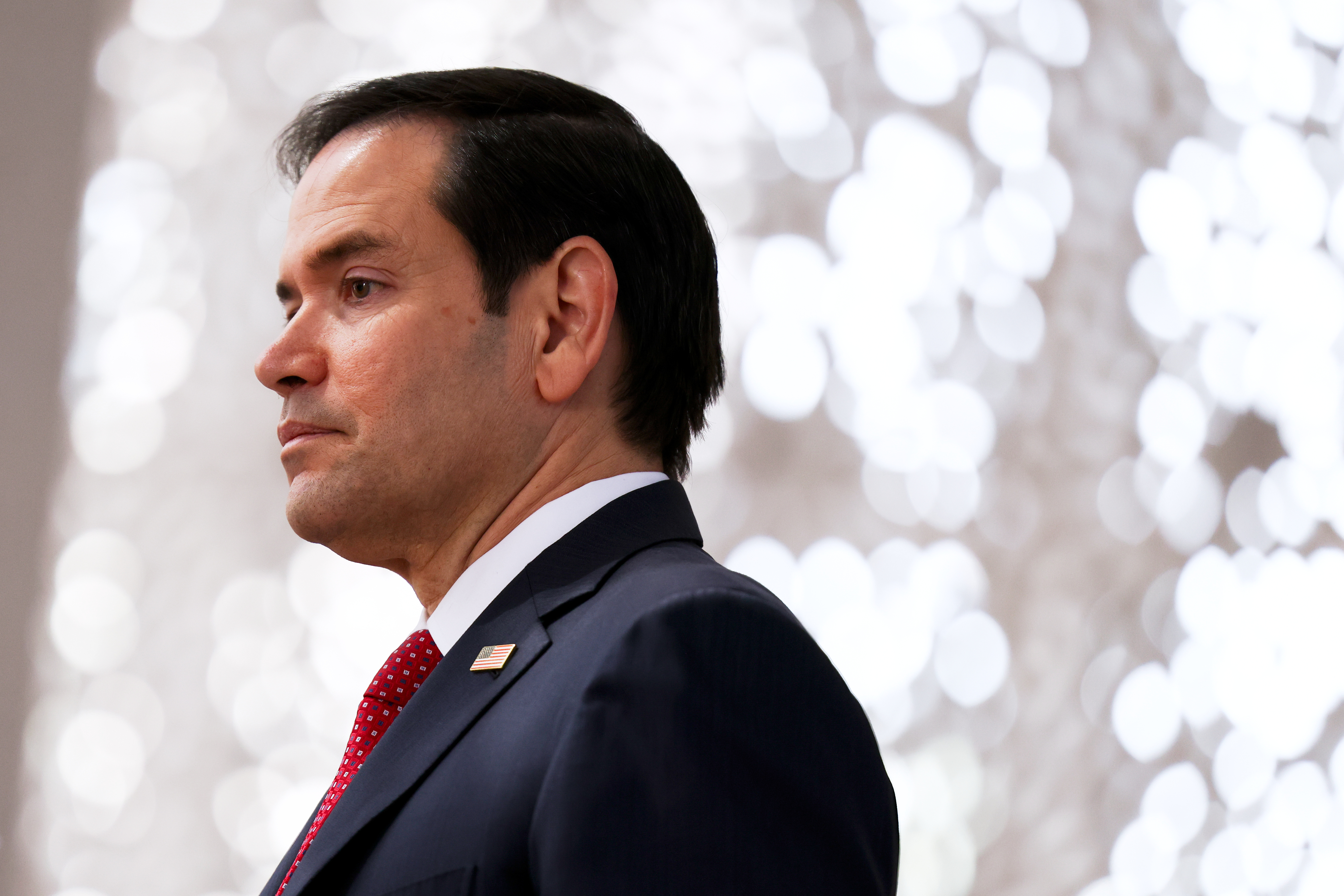 FILE - U.S. Secretary of State Marco Rubio visits the Abrahamic Family House in Abu Dhabi, United Arab Emirates, Feb. 19, 2025. (Evelyn Hockstein/Pool Photo via AP, File)